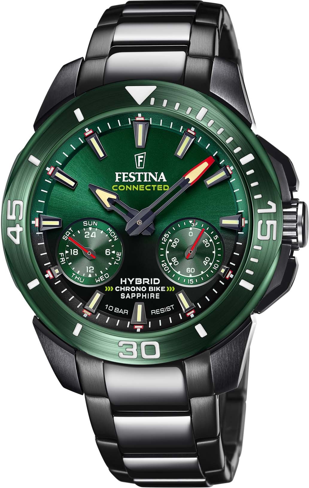 Festina Chronograph »Chrono Bike Connected - Special Edition«, (Set, 3 tlg., Uhr mit Wechselband und Werkzeug), Armbanduhr, Quarzuhr, Herrenuhr, Stoppfunktion, Saphirglas