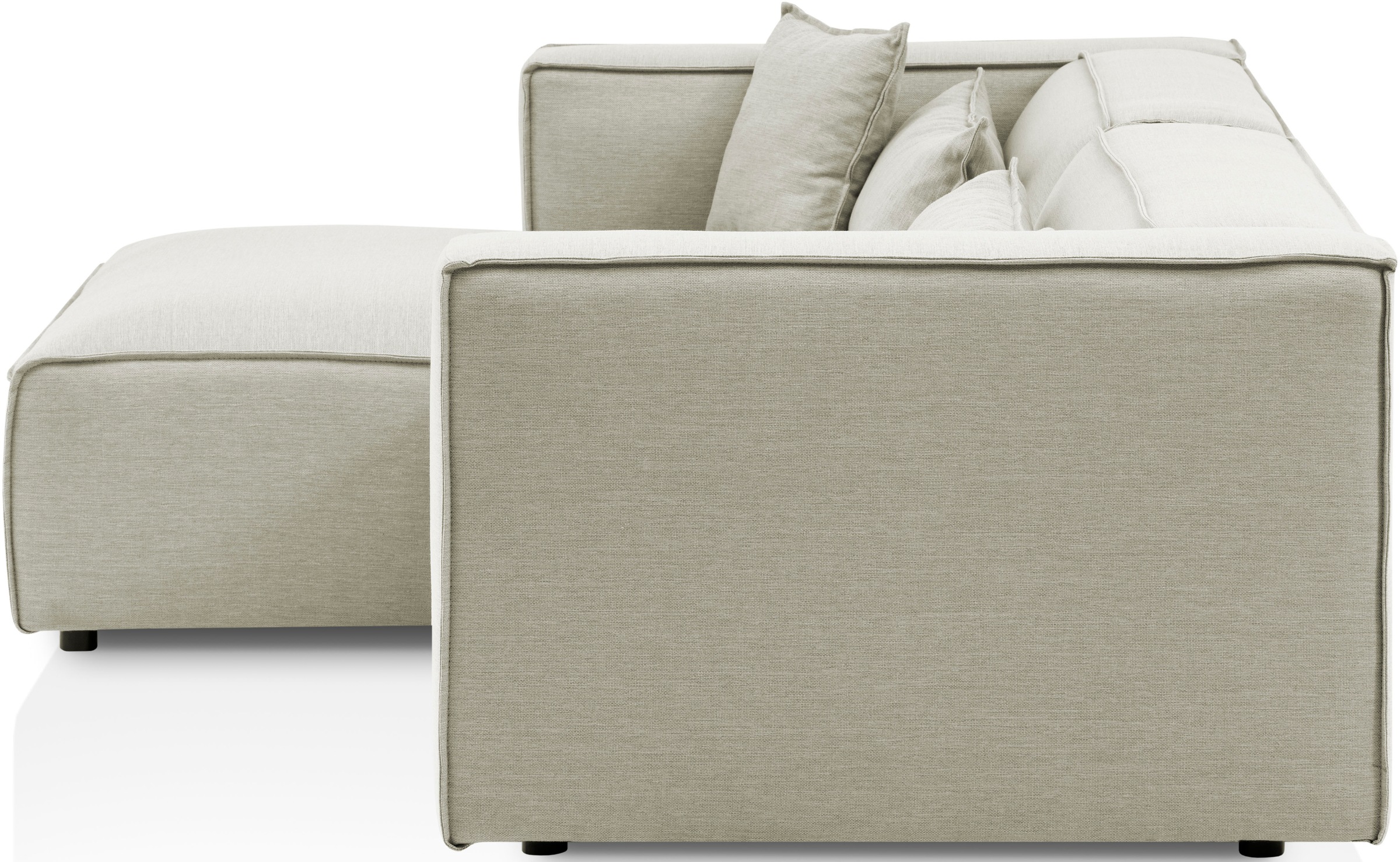 LeGer Home by Lena Gercke Ecksofa »PIARA mit Kedernaht in Cord oder Leinenoptik, moderne Couch in L-Form«, wahlweise Ottomane rechts/links, schwarze Füße, bequemer Sitzkomfort