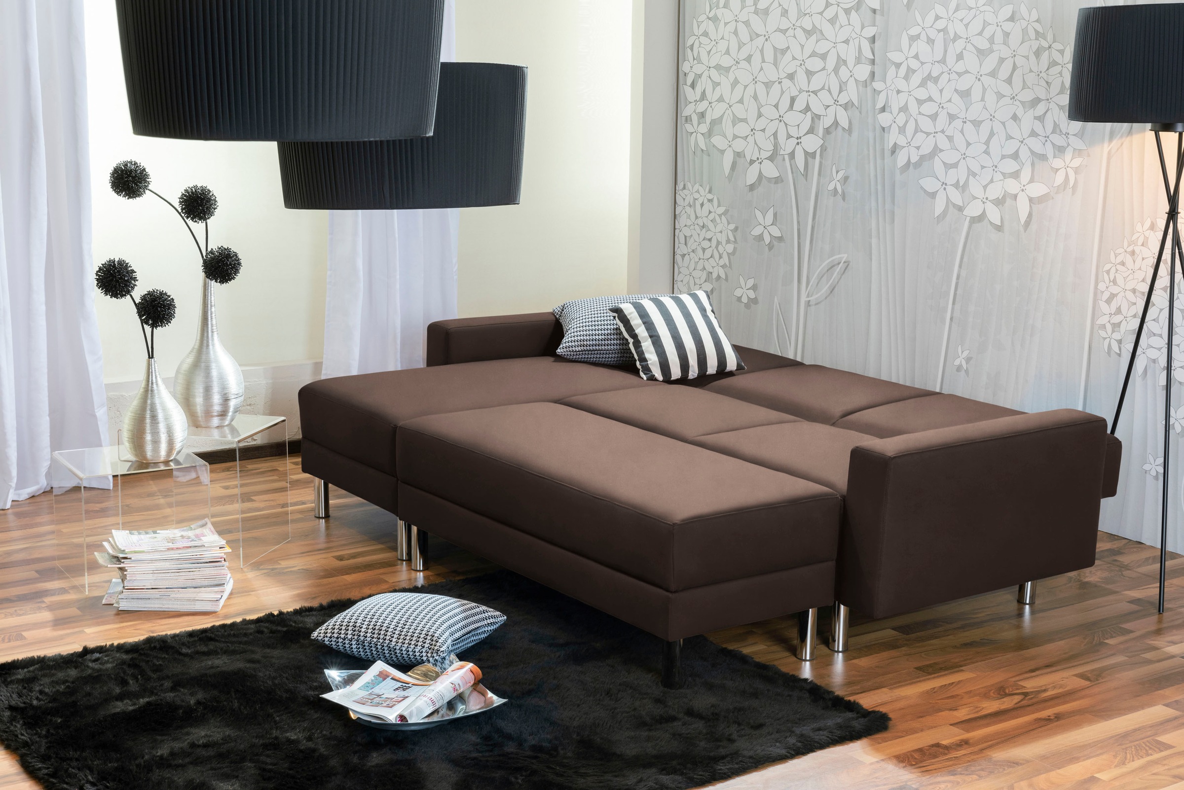 Max Winzer® Schlafsofa »Just Fresh modernes kubisches Sofa, Rückenverstellung für Sitzkomfort«, Recamiere links oder rechts montierbar, elegante Metallfüße