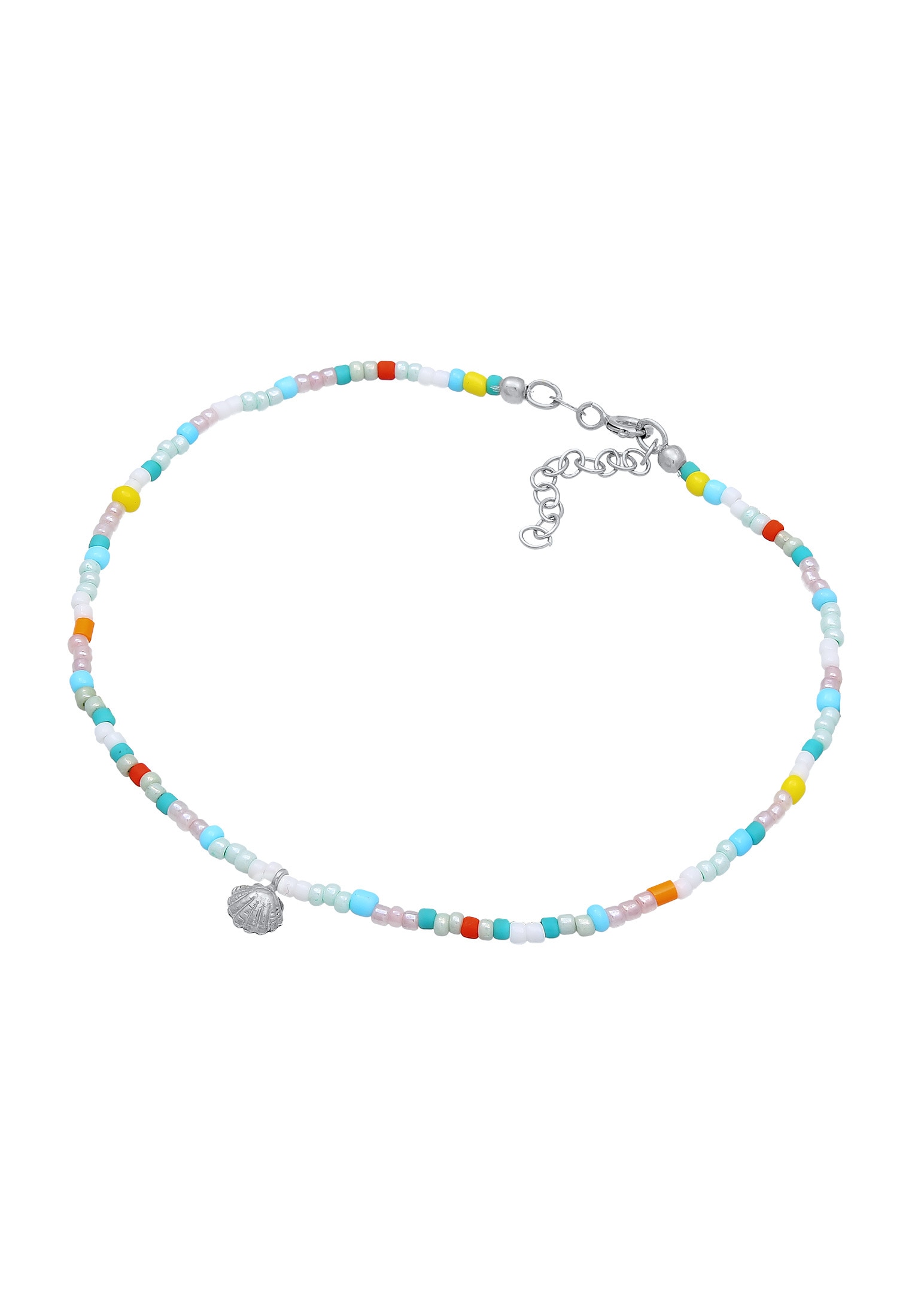 Elli Fußkette »Fußschmuck Muschel Glas Kugeln Bunt Sommer Beach 925 Silber«