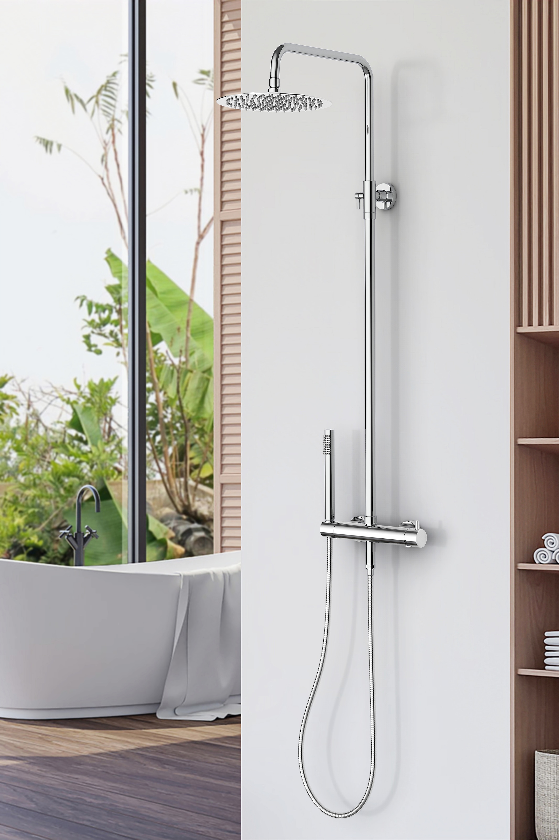 Marwell Stangenbrause-Set »Classico«, Edelstahl Regendusche, 88-118x20cm, mit höhenverstellbarer Duschstange