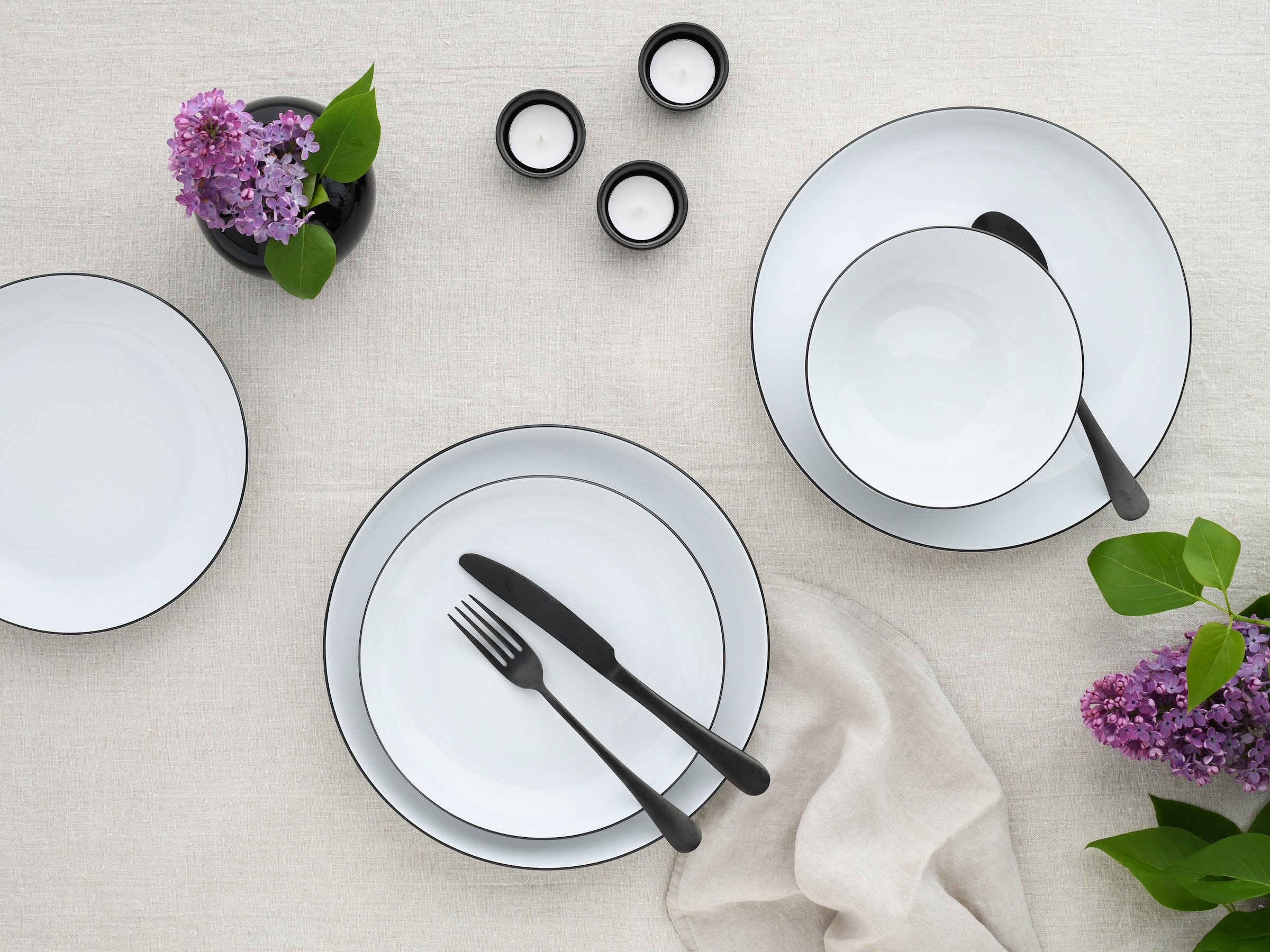CreaTable Teller-Set »Allround Black Line, Tellerset 12-tlg« Daily Use, Zeitlos