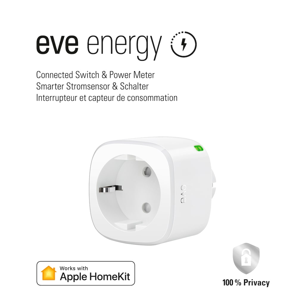 EVE Funksteckdose »Smarte Steckdose mit Verbrauchsmessung, integrierten Zeitplänen und Apple HomeKit-Technologie«