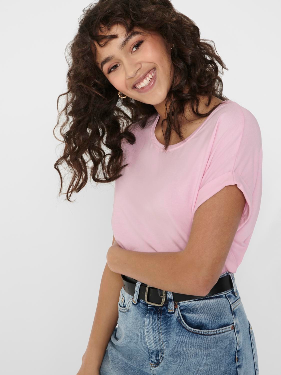 ONLY T-Shirt »ONLMOSTER S/S O-NECK TOP NOOS JRS«, mit Aufschlag am Arm