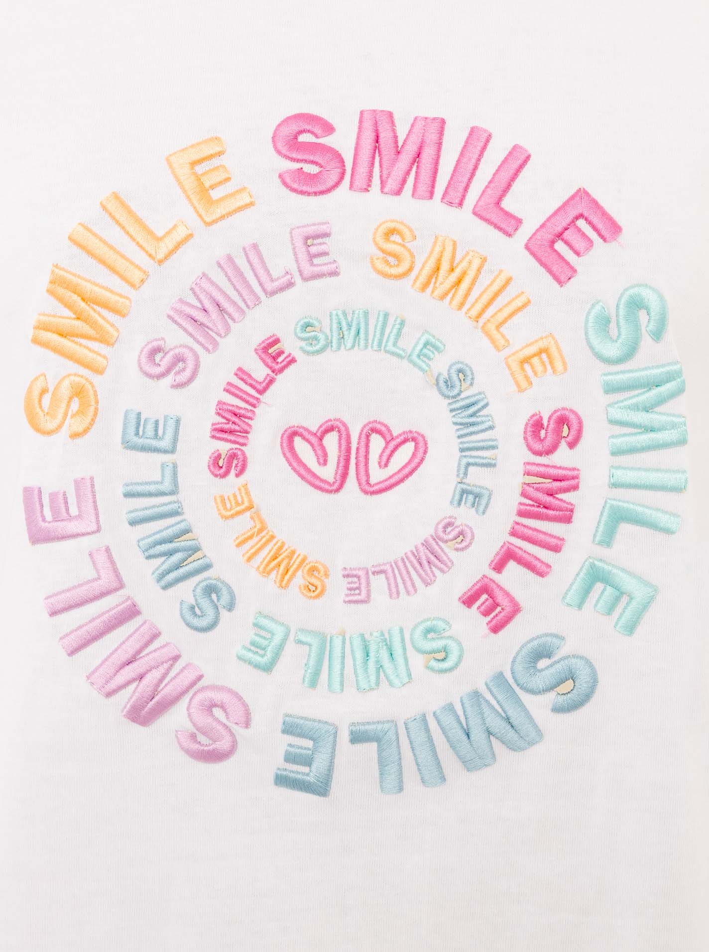 Zwillingsherz T-Shirt »"Smile"« Farbenfrohe runde Stickerei, Rundhals, kurzarm