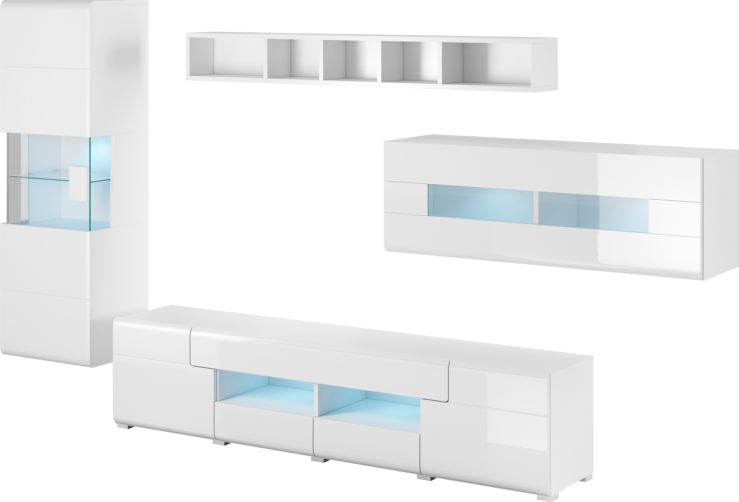 INOSIGN Wohnwand »Toledo,Set,4-St, stilvolle Mediawand ohne Beleuchtung« Set, 4 Stk. tlg.