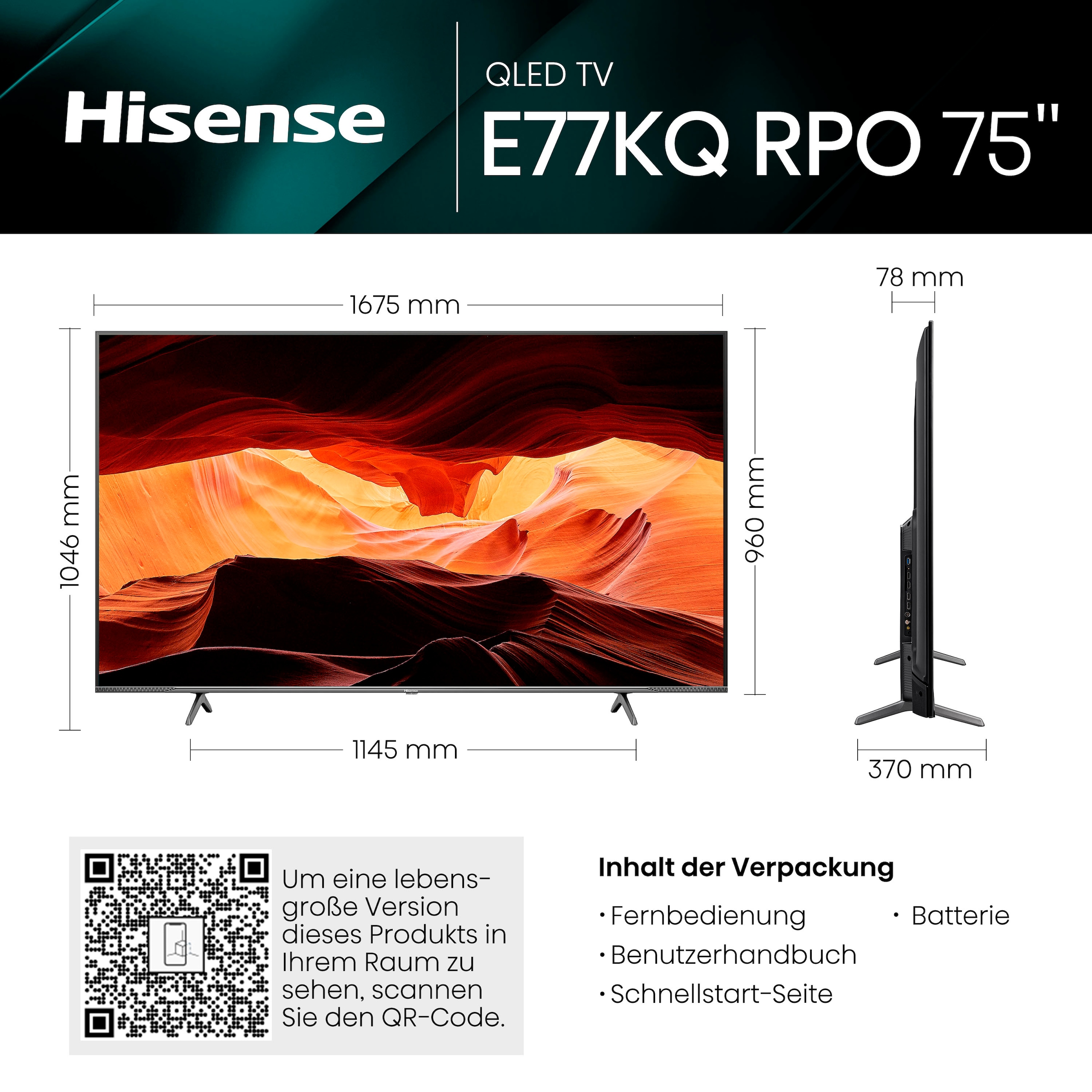 Hisense LED-Fernseher »75E7KQ PRO«, 189 cm/75 Zoll, 4K Ultra HD