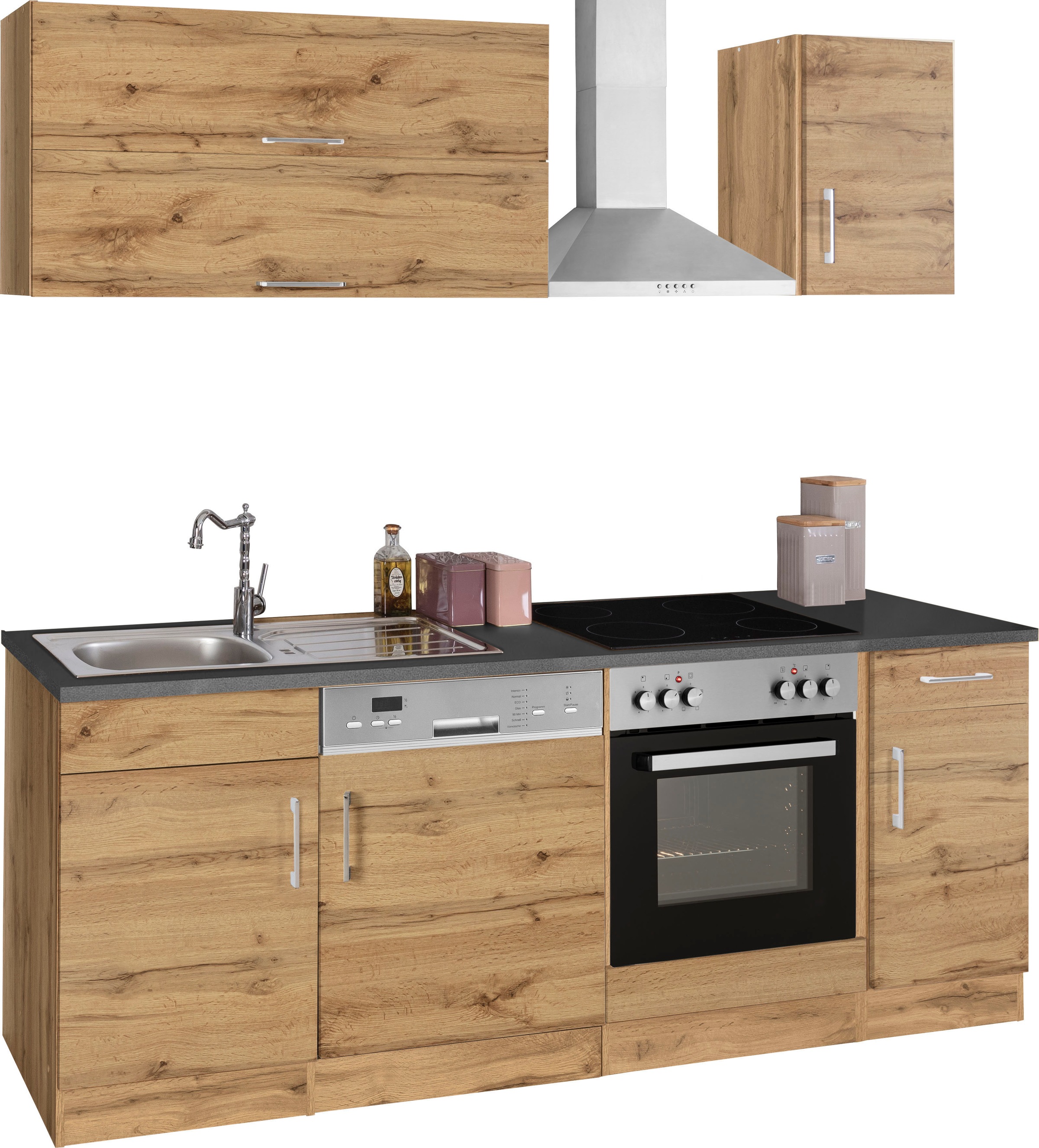 KOCHSTATION Küchenzeile »KS-Colmar« mit E-Geräten, Breite 210 cm