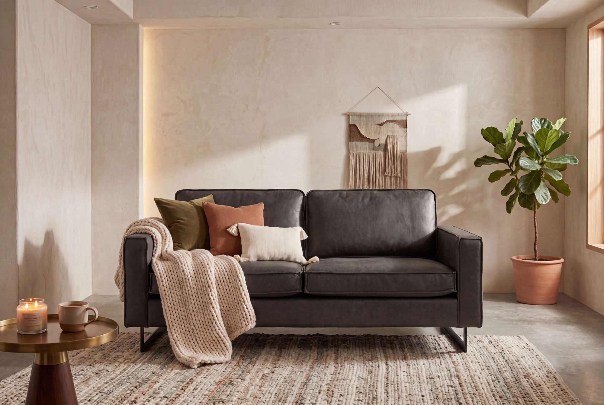 OTTO home 2-Sitzer »Pinto, 166 cm, Cord, Chenille, Lederoptik« mit Keder, schwarze Metallfüße, Wellenunterfederung