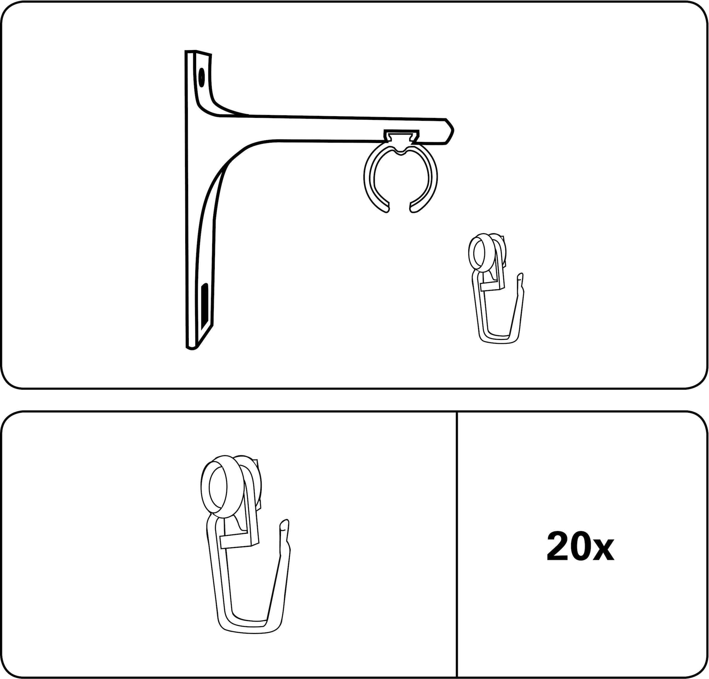 GARDINIA Gardinenring »Rollringe weiß«, (20 St.), Serie Einzelprogramm Gardinenstangen-Set Paros Ø 22/19 mm