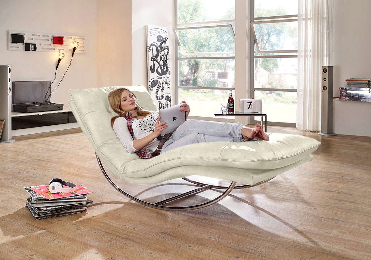 W.SCHILLIG Relaxliege »daily dreams«, in Waffelkissen-Optik, Schaukelgestell Chrom glänzend, in 2 Breiten