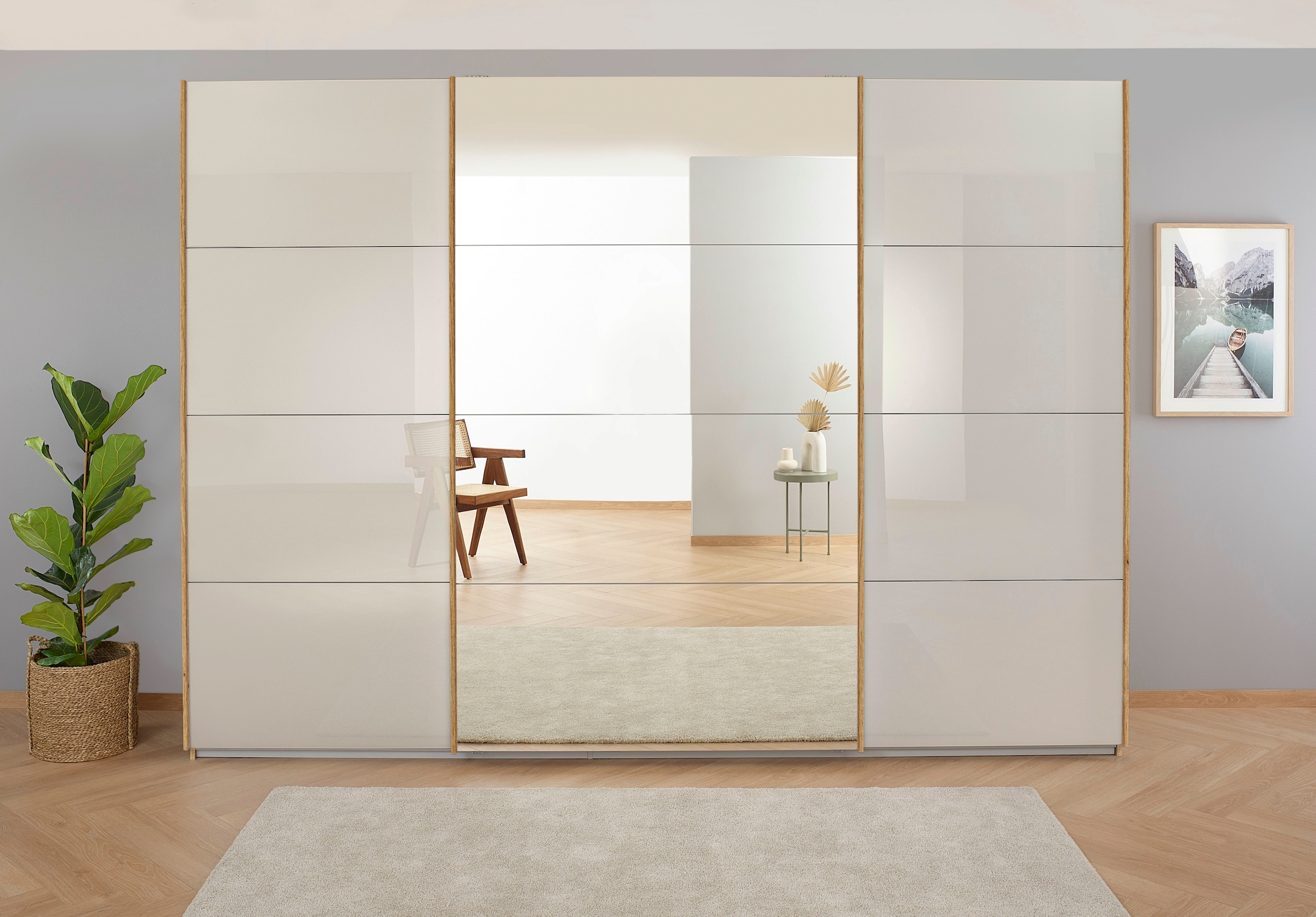 OTTO home Kleiderschrank »Mehrzweckschrank Aktenschrank Möbel Mietswohnung Schlafzimmer KOLUNA« 3 Ausstattungen BASIC/CLASSIC/PREMIUM (inkl. SOFT-CLOSE-FUNKTION),  Breiten 203/271/315/360 cm Höhen 210/229 Glas-Front MADE IN GERMANY
