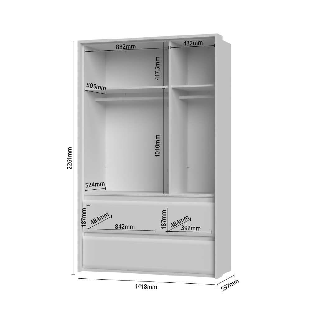 OTTO home Kleiderschrank »Invictus, UV lackiert, kratzfest, FSC-zertifiziert, grifflose Optik« abgerundete Schubladen aus MDF im Holzdekor, soft-close,  mit Beleuchtung und Passpartourahmen, hoher Schrank (226cm), 6 Breiten
