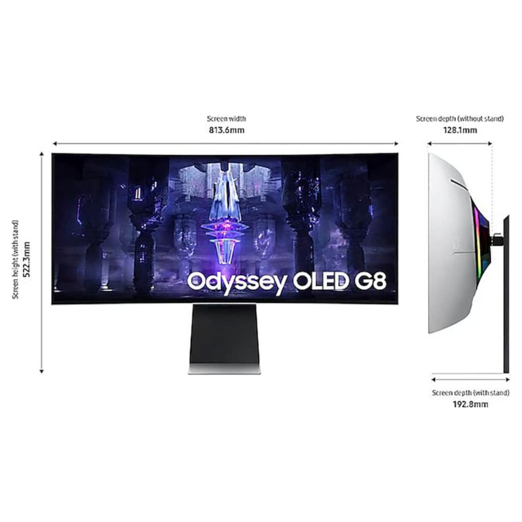 Samsung Curved-Gaming-OLED-Monitor »Odyssey OLED G8SB S34BG850SU«, 86 cm/34 Zoll, 3440 x 1440 px, 4K Ultra HD, 0,1 ms Reaktionszeit, 175 Hz