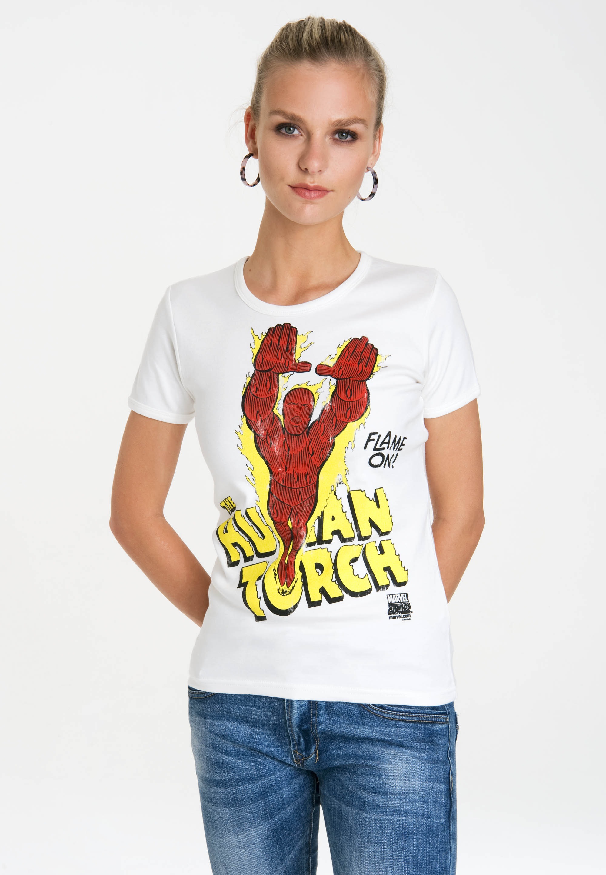 LOGOSHIRT T-Shirt »Human Torch – Flame On«, mit lizenziertem Originaldesign