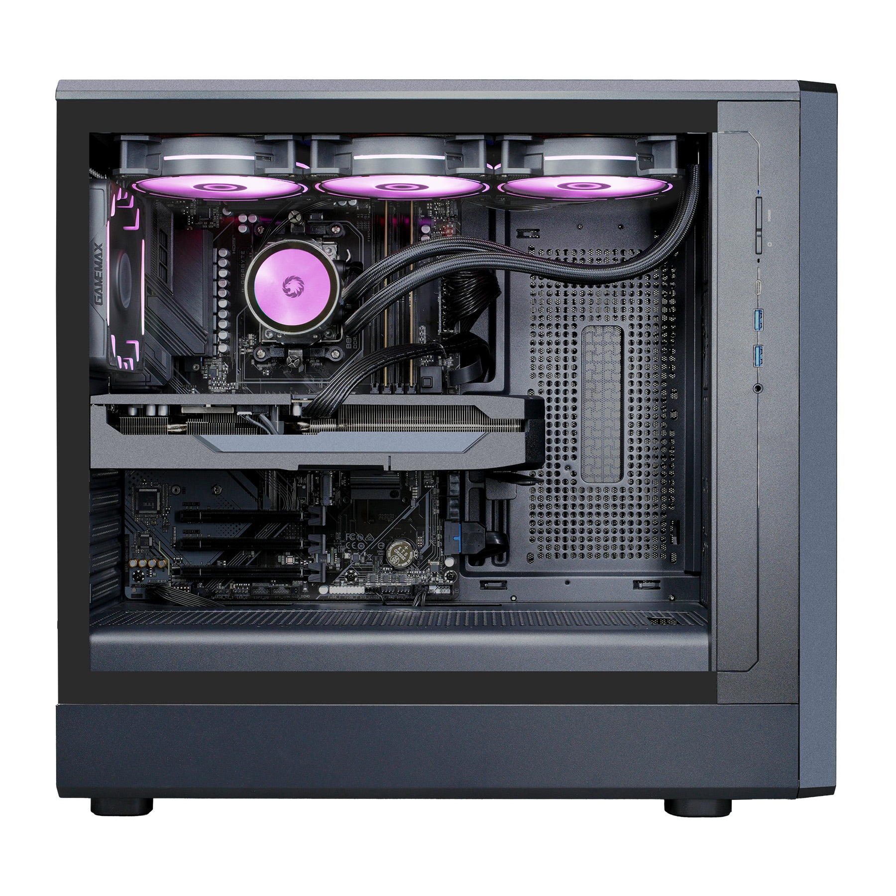 GAMEMAX Gaming-PC »CLAW BK 8103 AMD Ryzen 5 9600X 32GB DDR5 1TB SSD RX 9070« DDR5 RAM, Windows 11, Wasserkühlung