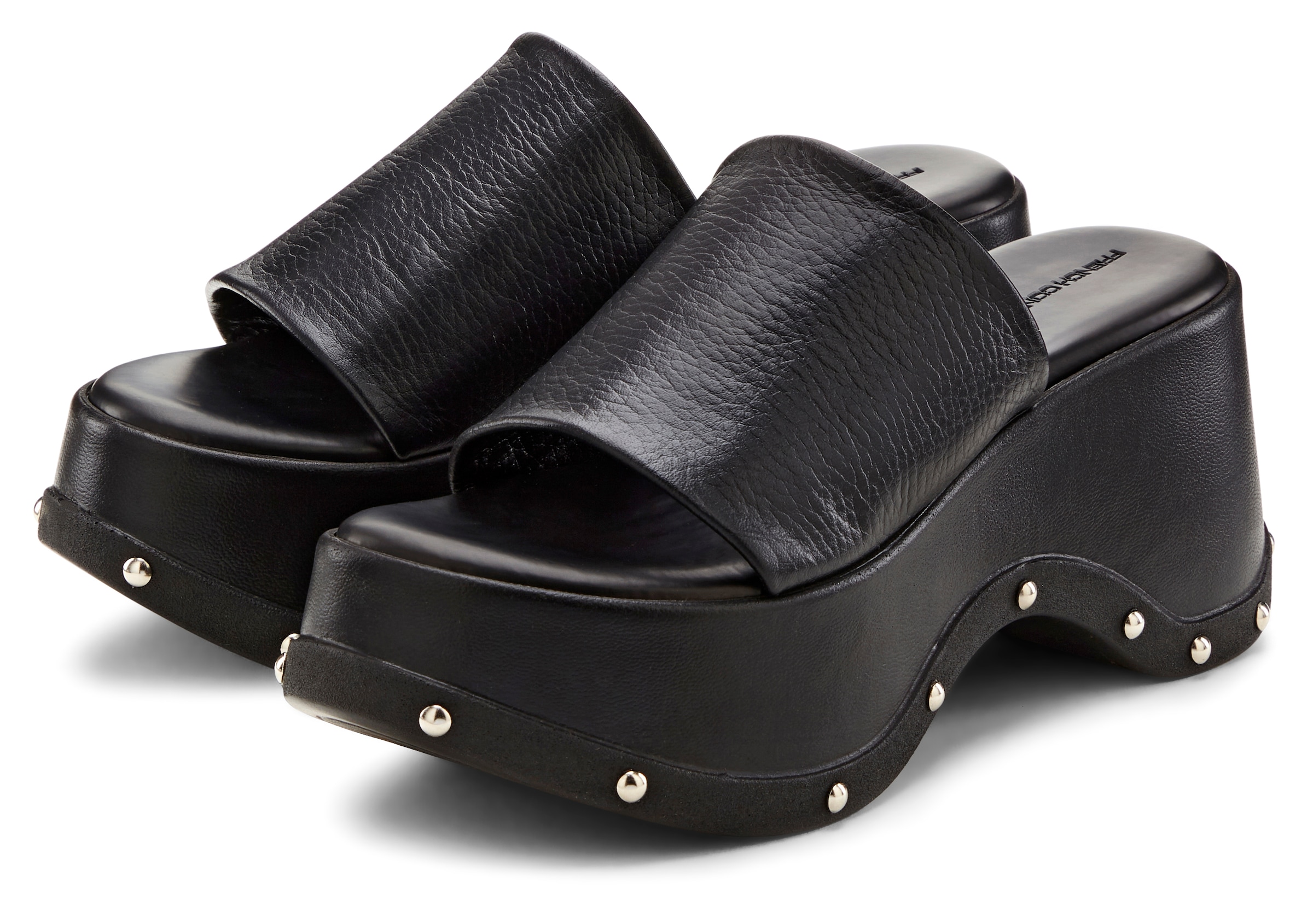 French Connection Pantolette »Mule, Sandale, offener Schuh, Lederpantolette, Sommerschuhe«  aus Leder mit modischer Plateausohle und Nieten