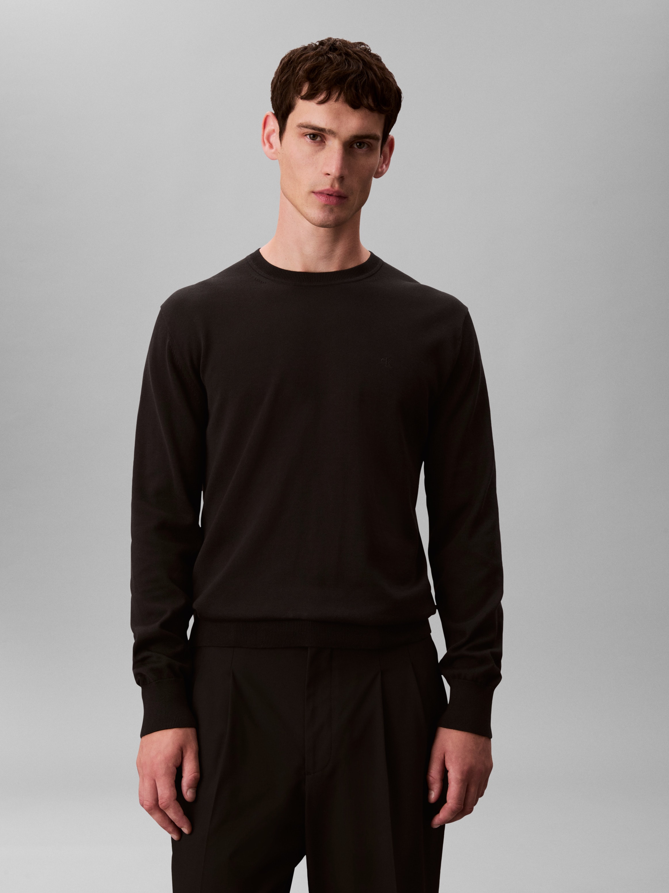 Calvin Klein Strickpullover »LS SUPIMA COTTON CREW 14GG« Mit Rundhalsausschnitt