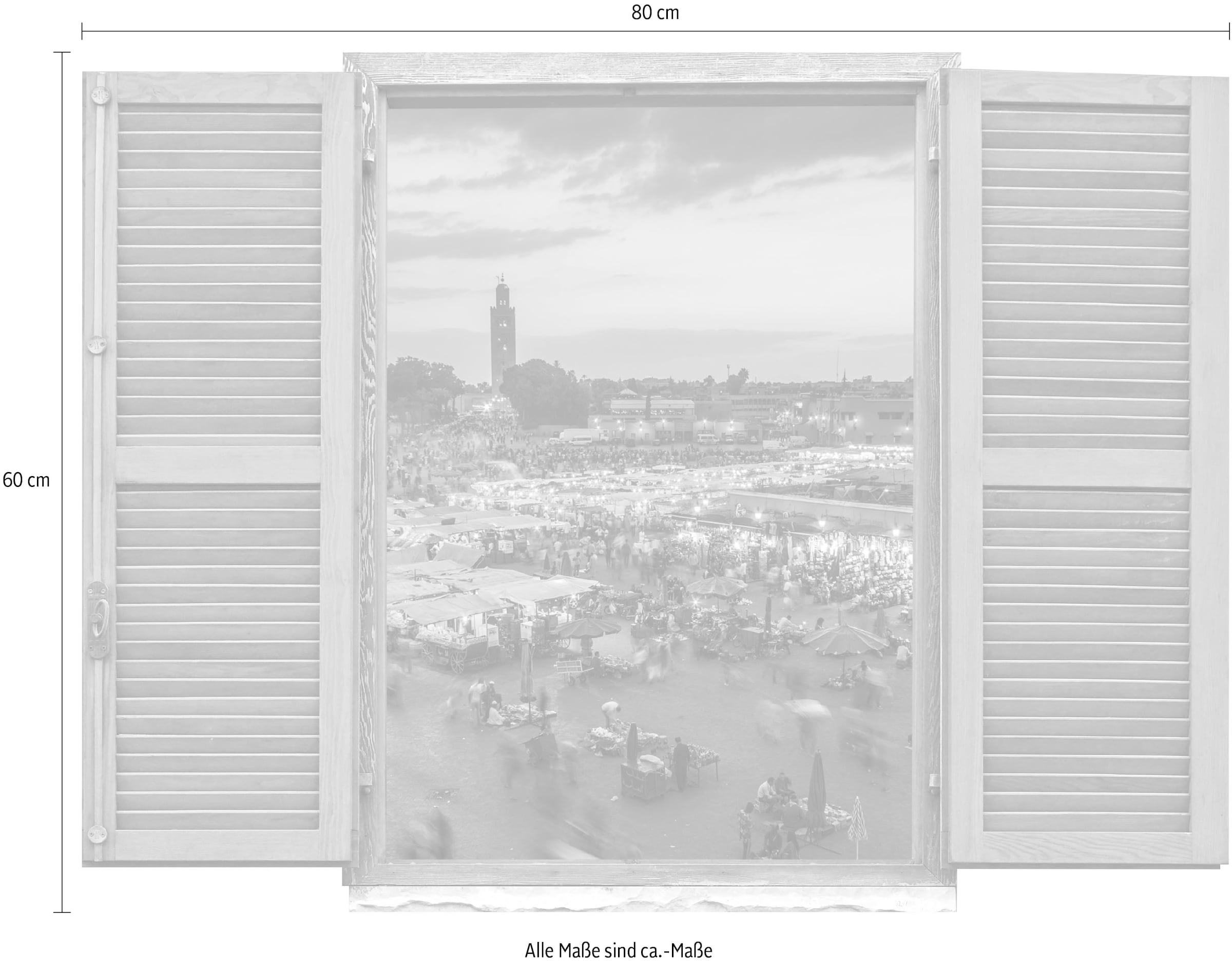 queence Wandtattoo »Marktplatz«, (1 St.), Wandsticker, Wandbild, selbstklebend, 3D, Fenster
