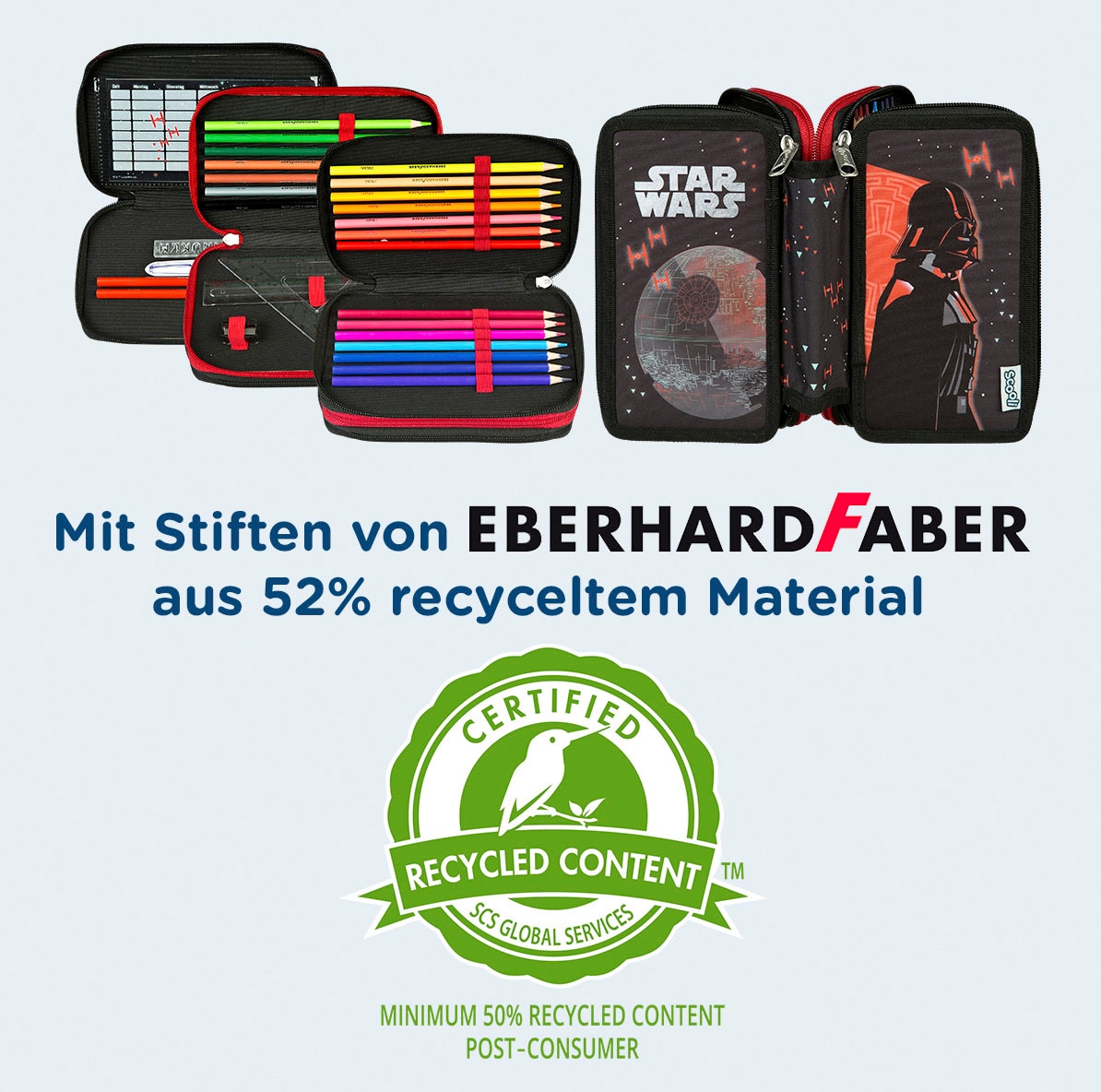 Scooli Federmäppchen »Tripledecker, Star Wars«, befüllt, inklusive Geodreieck