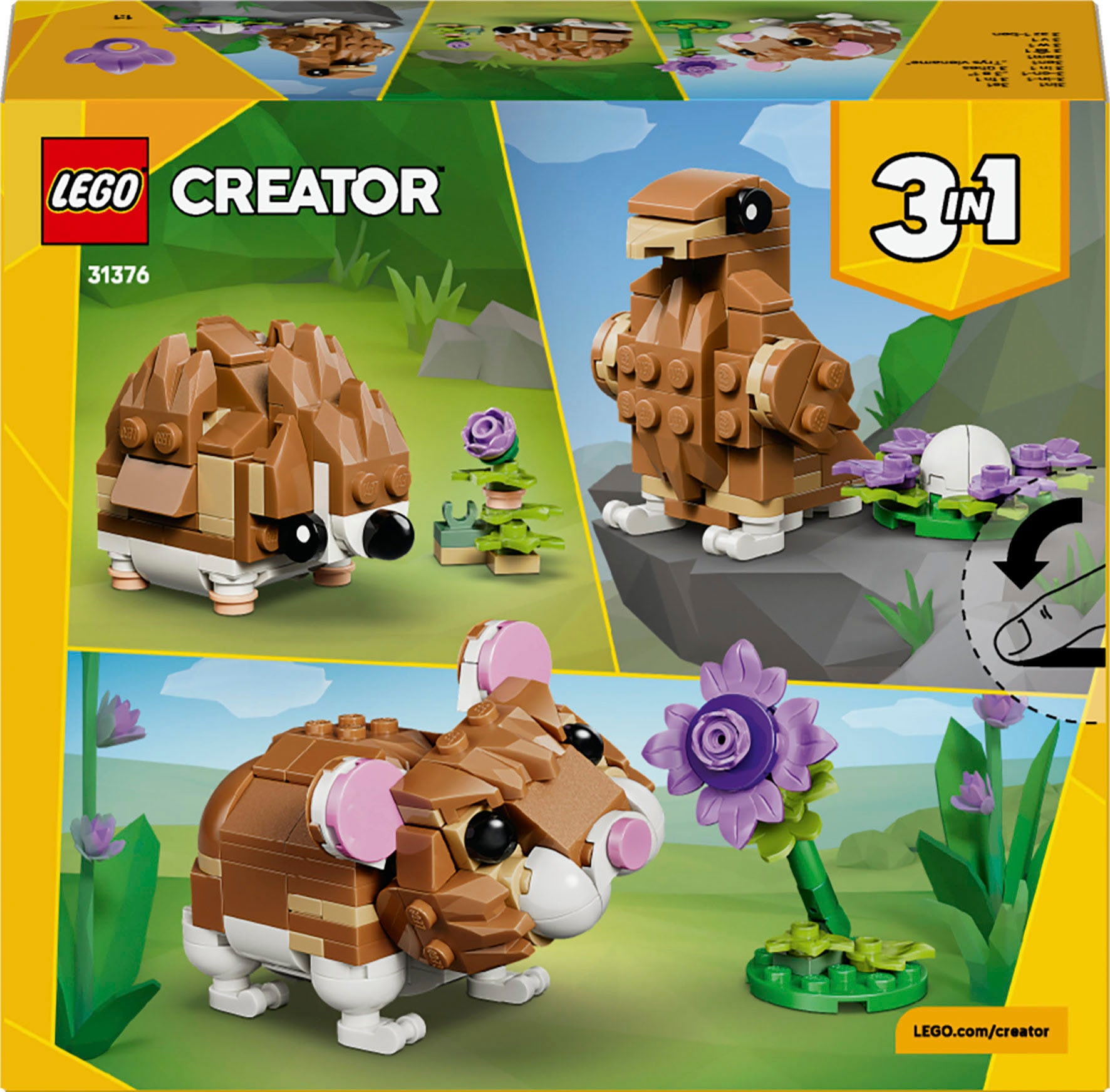 LEGO® Konstruktionsspielsteine »Niedlicher Hamster mit Blume (31376), LEGO Creator« Made in Europe