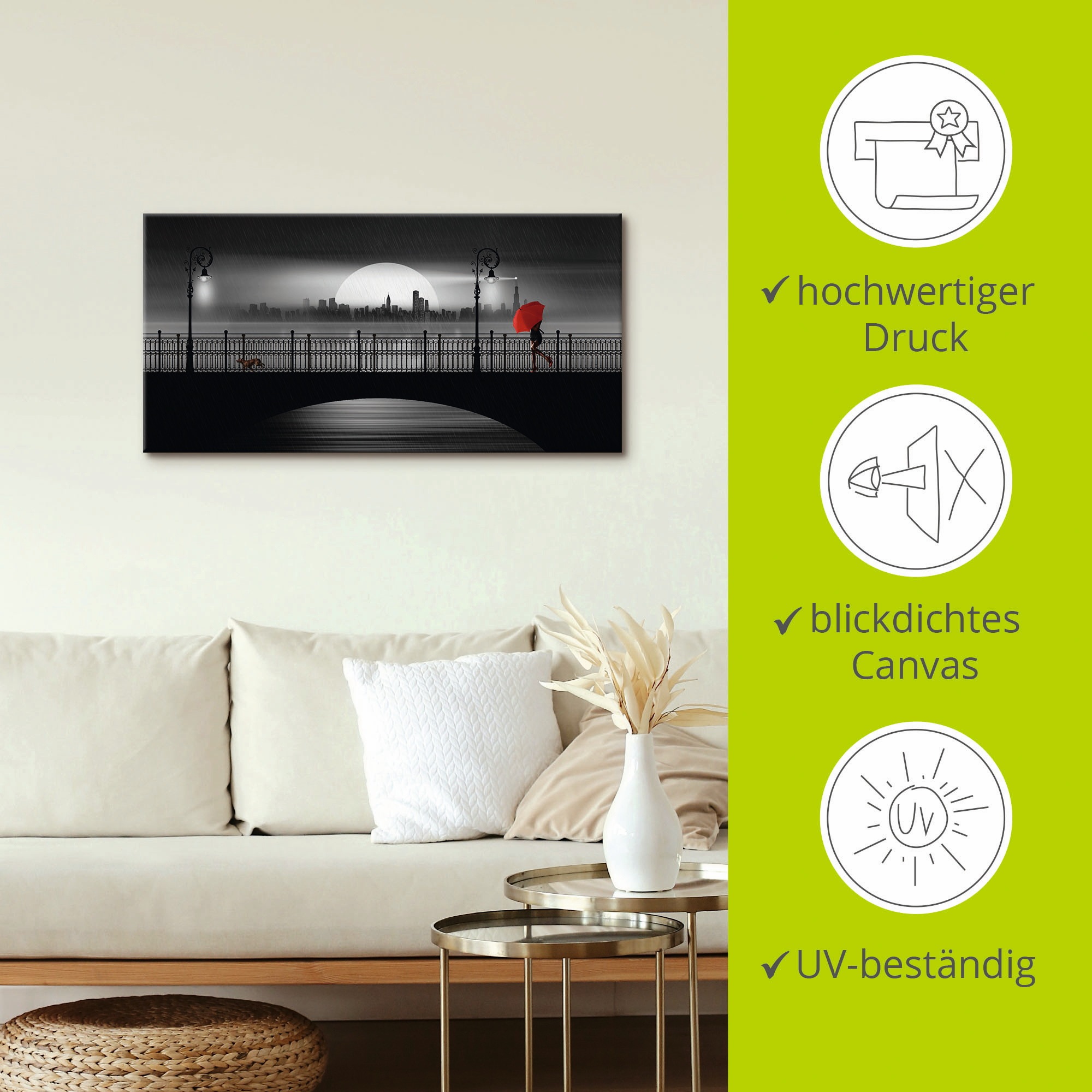 Artland Wandbild »Die Brücke im Regen«, Brücken, (1 St.), als Leinwandbild, Poster in verschied. Größen