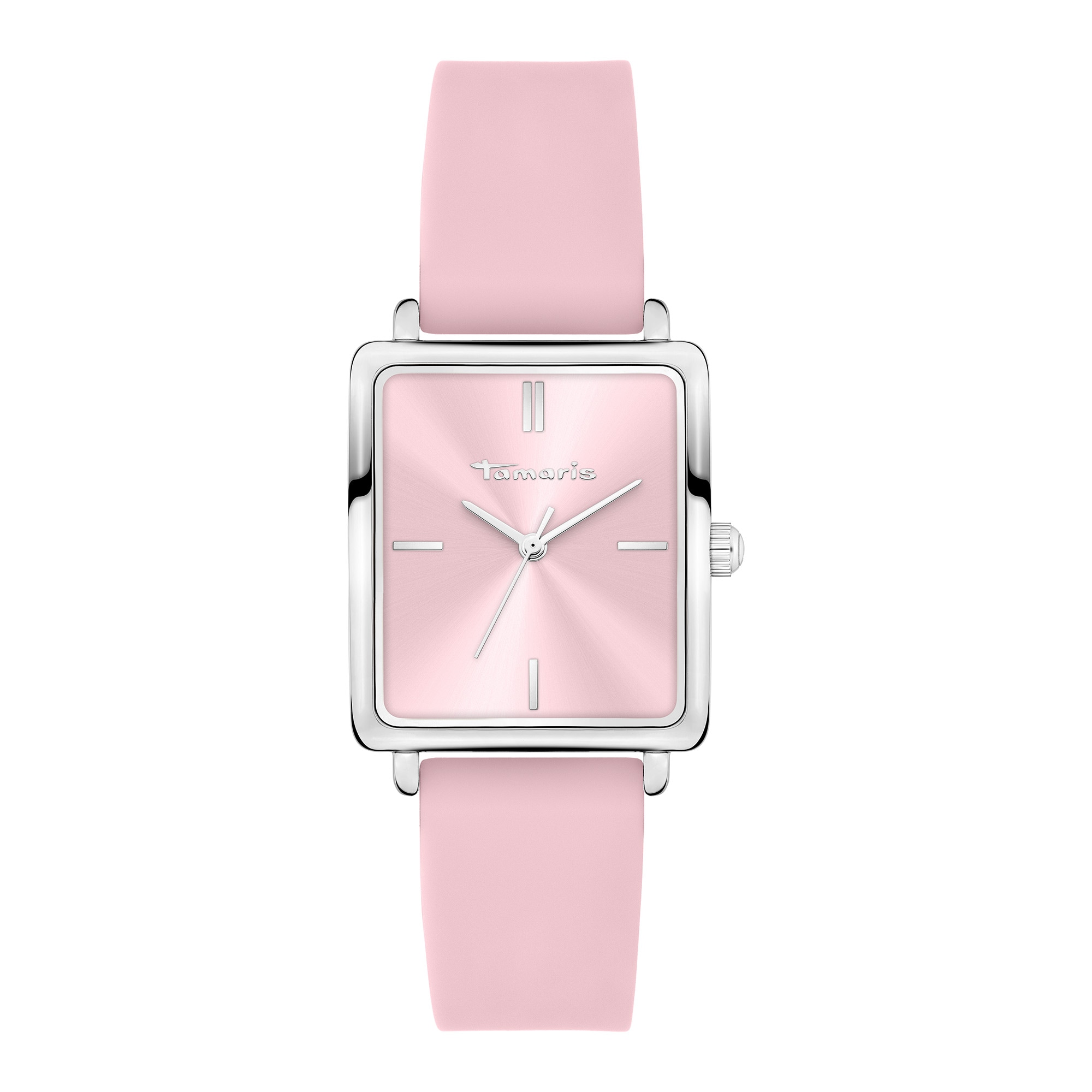 Tamaris Quarzuhr »Signature Square Silicon« Armbanduhr, Damenuhr, Silikonarmband, analog