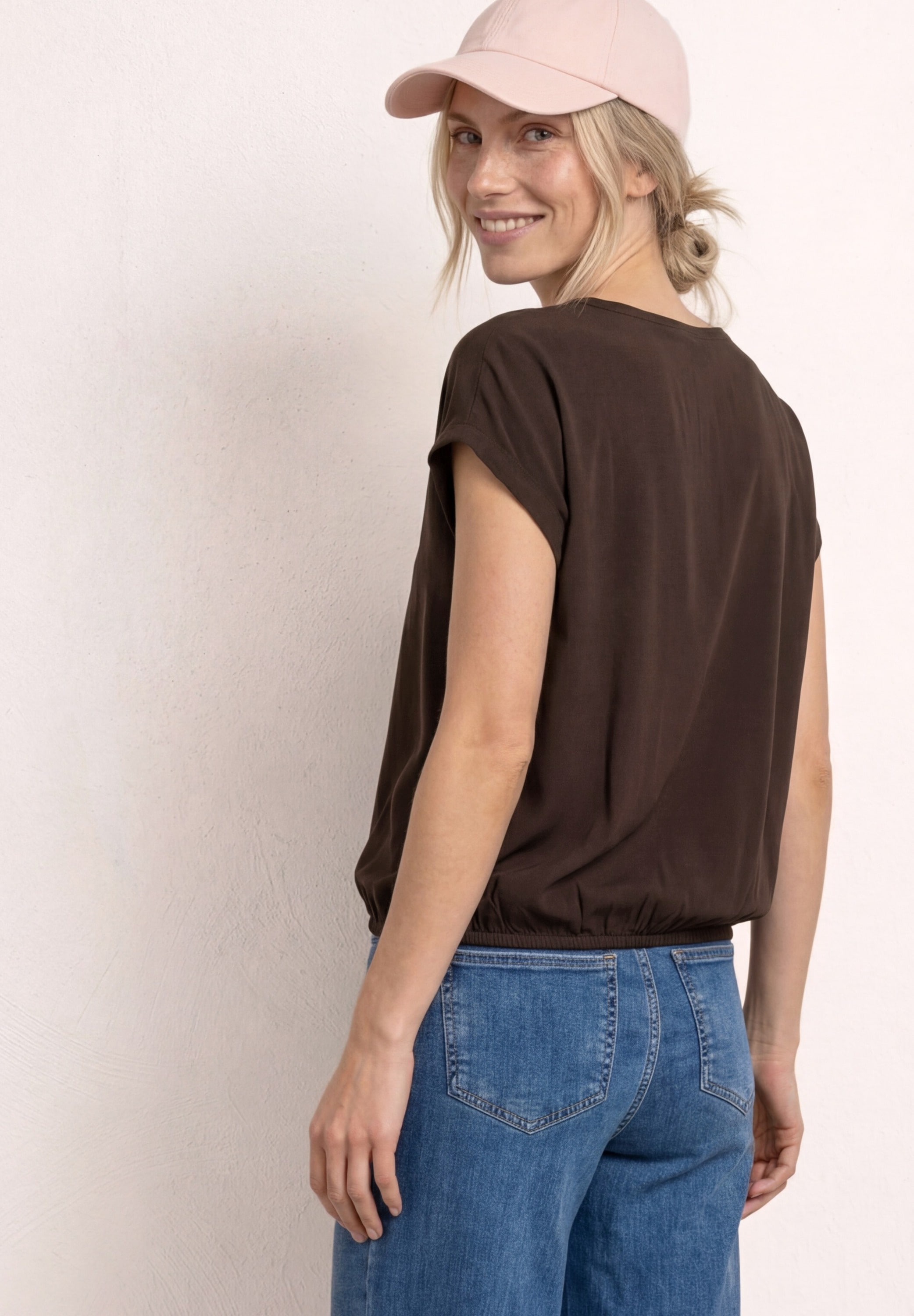 STREET ONE Shirtbluse Sommerbluse mit Tapedetail an den Schultern