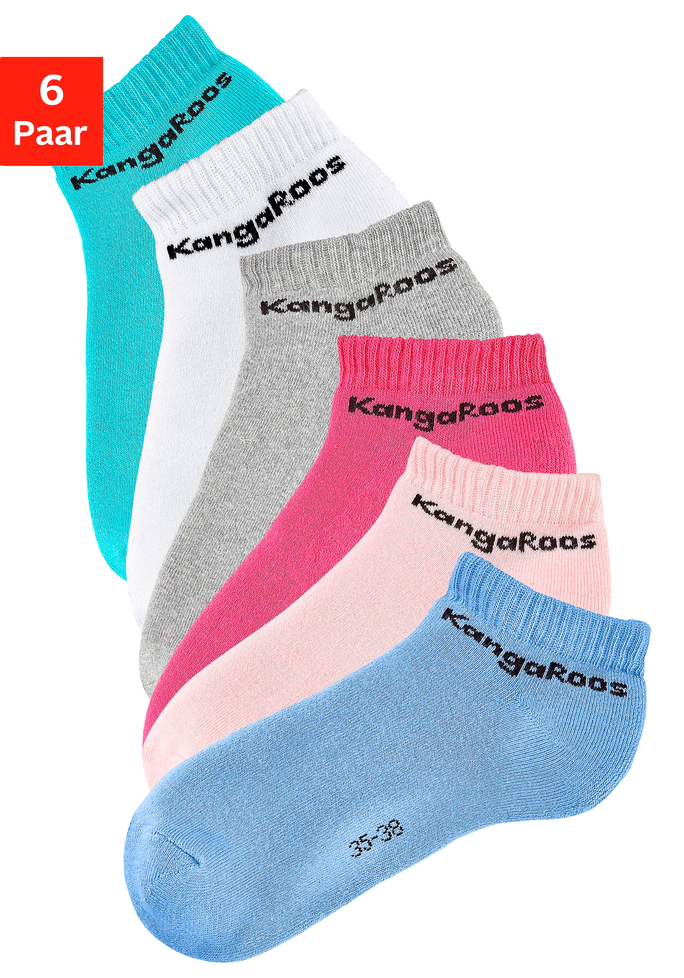 KangaROOS Sneakersocken, (Packung, 6 Paar), mit Frottee innen