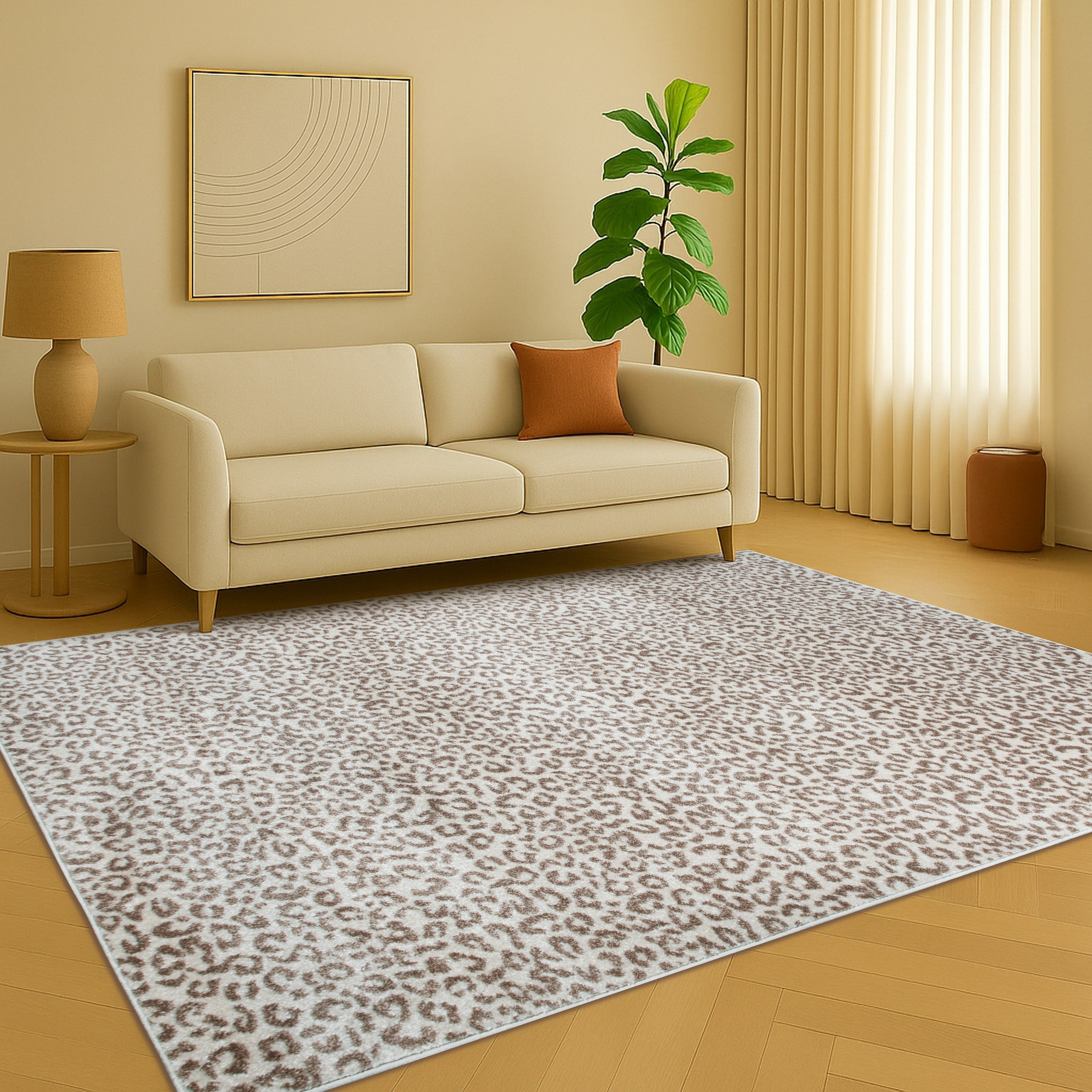 OTTO home Teppich »Fynna, Leoparden-Muster, Animal Print, modern« rechteckig 9 mm Höhe Leo, besonders weicher Flor, Wohnzimmer, Schlafzimmer, Esszimmer