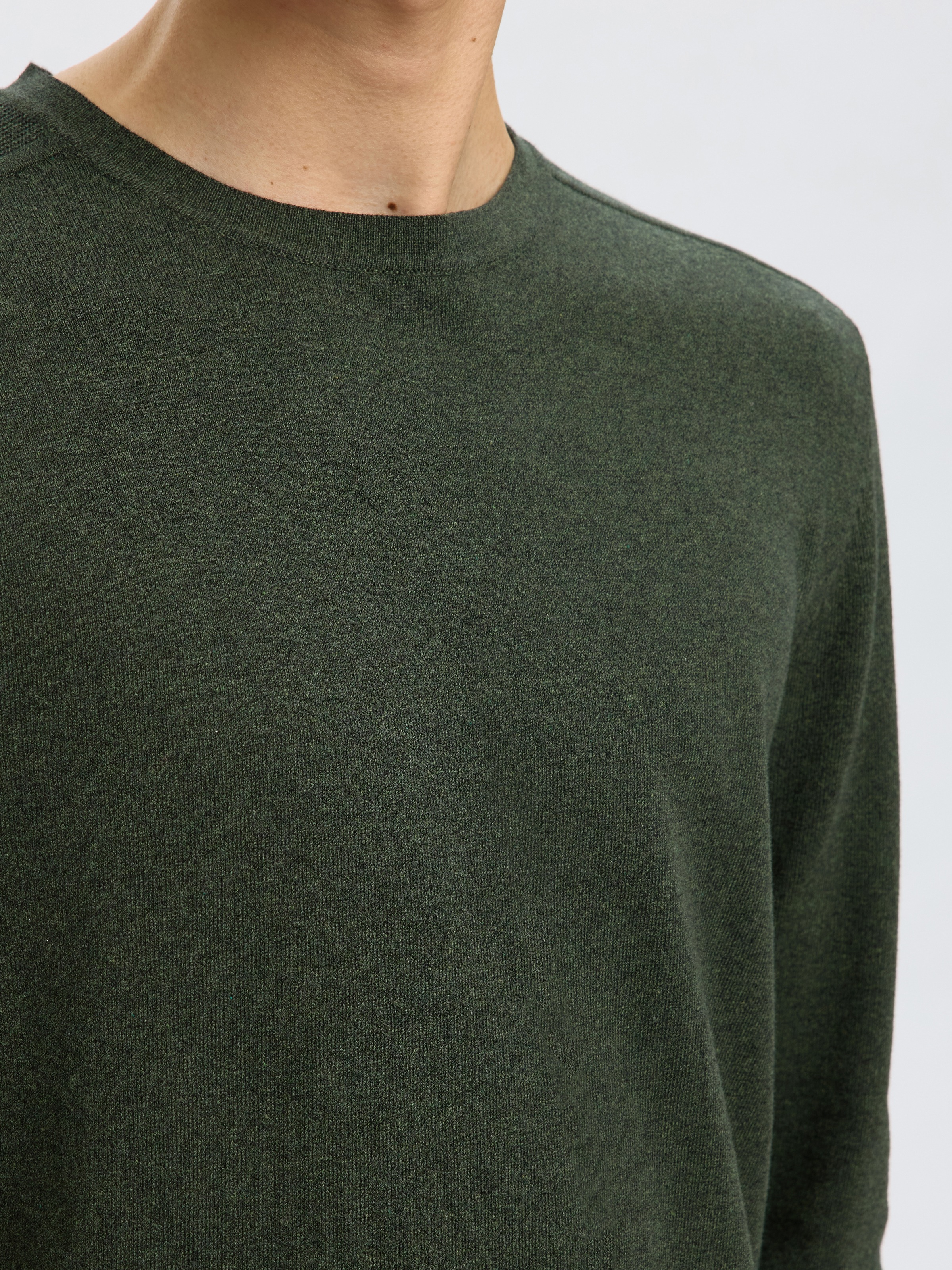 SELECTED Rundhalspullover »SLHBERG CREW NECK NOOS« Baumwolle, regular fit