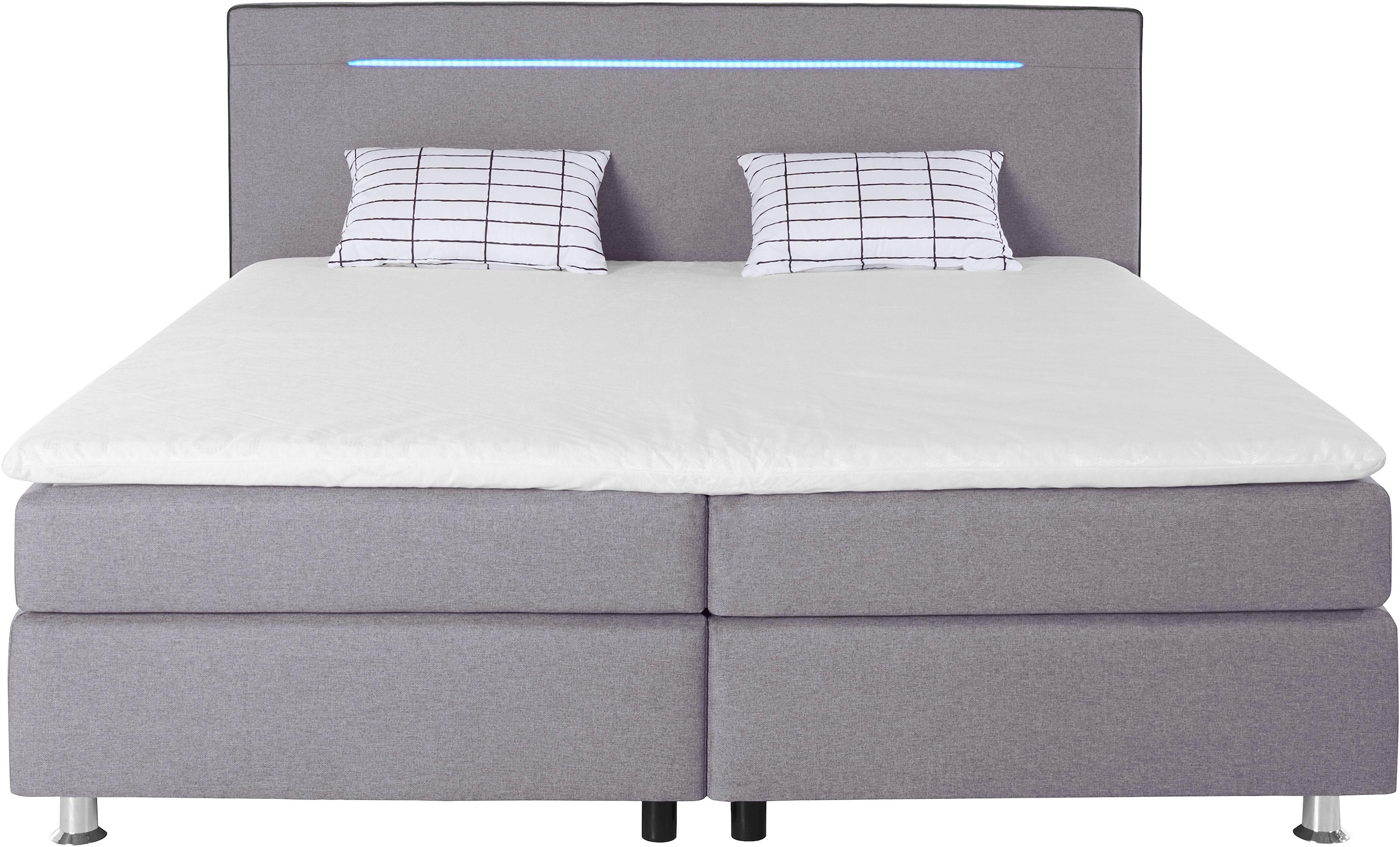 COLLECTION AB Boxspringbett »London, inklusive Topper und Kissen, mit LED-Beleuchtung«, Boxspringbett erhältlich in 90cmx200cm, 140cmx200cm & 180cmx200cm
