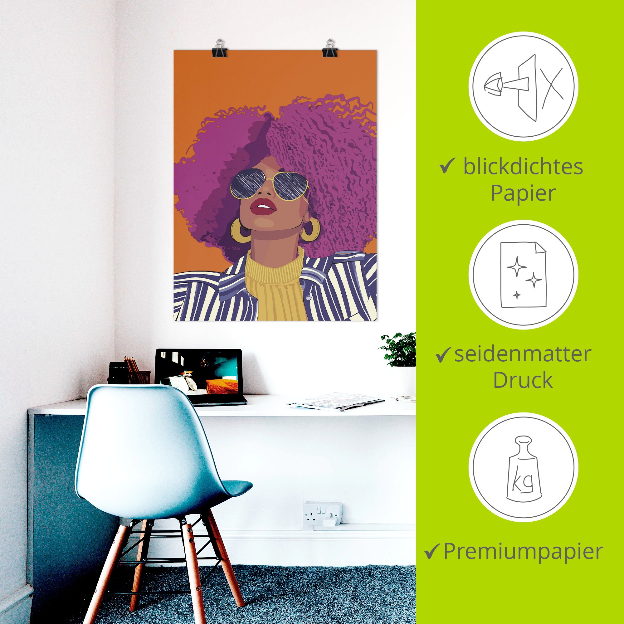 Artland Wandbild »Woman with sunglasses« Portrait 1 Stk. tlg. als Alubild, Leinwandbild, Poster, Wandaufkleber in verschied. Größen