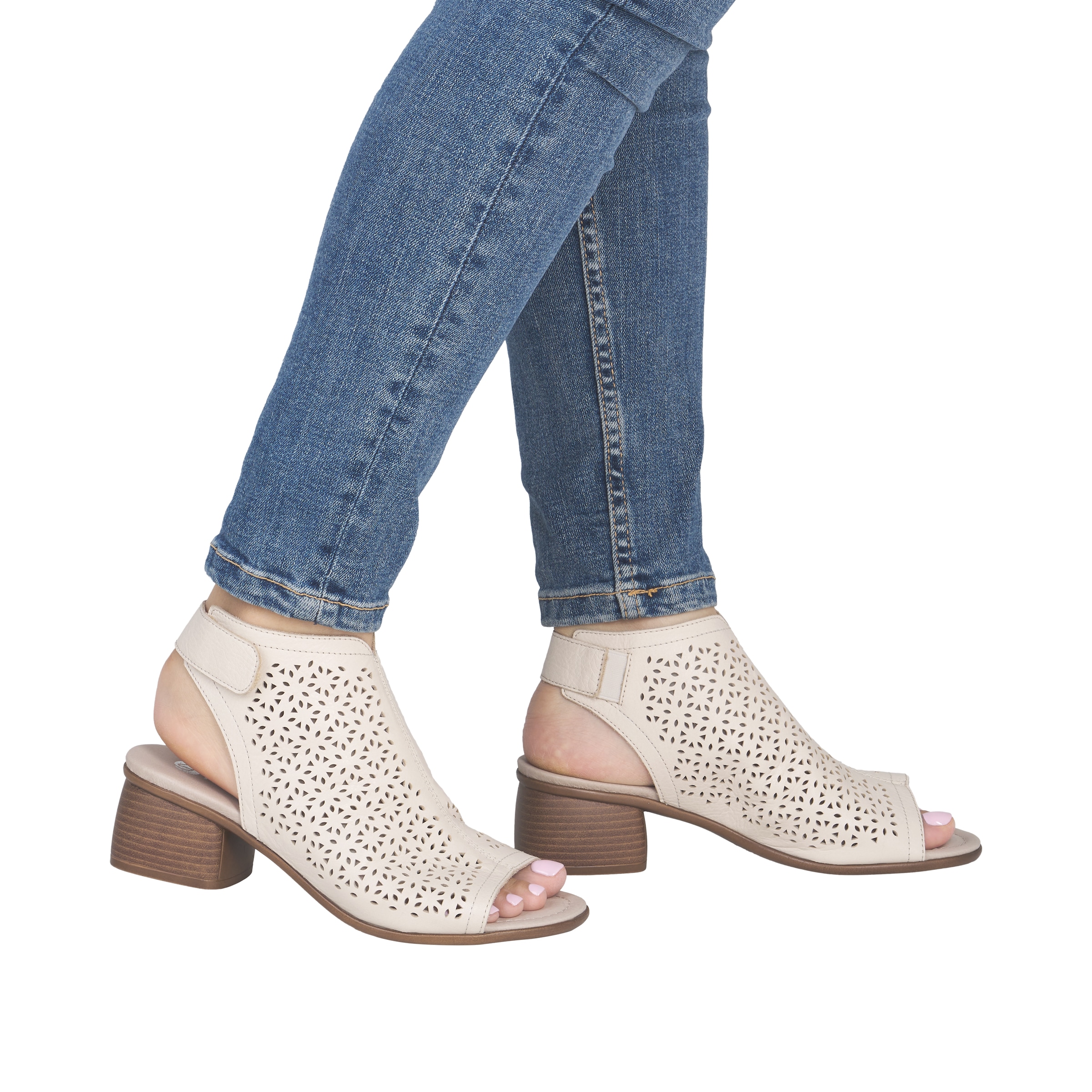 Remonte Schaftsandalette  Sommerschuh mit Blockabsatz und Klettriemchen an der Ferse