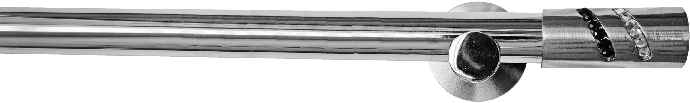 GARESA Gardinenstange »BOSTON« Ø 20 mm 1 läufig-läufig Wunschmaßlänge Vorhanggarnitur, verlängerbar, Glitzerstein, edelstahl optik, m.Ringe