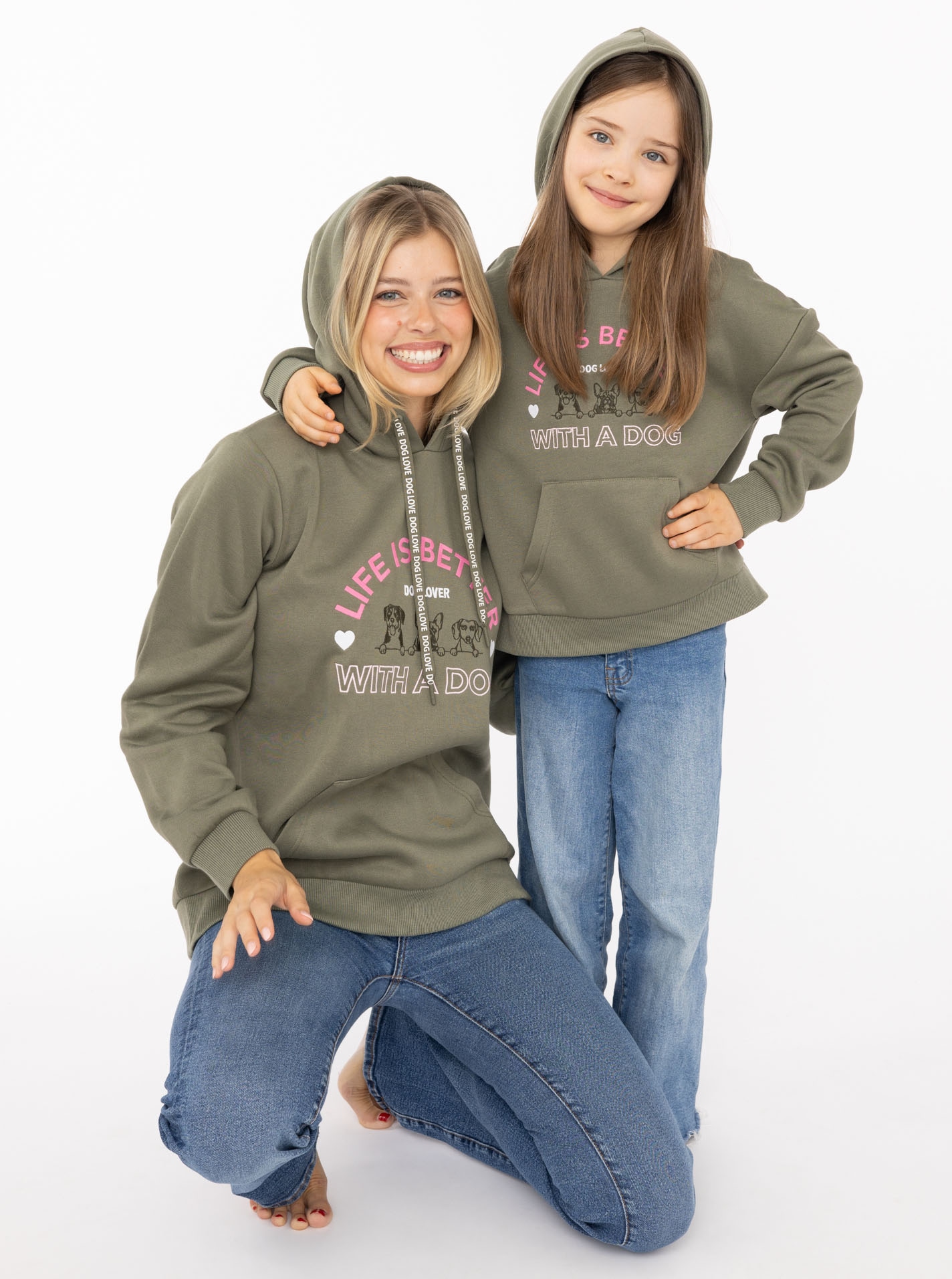 Zwillingsherz Hoodie »"Dog Life"«, Mini-Me,mit gestickten Hunden und Slogan
