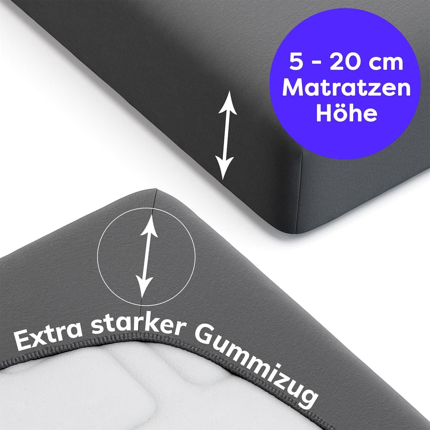 Wolkenfeld Spannbettlaken »100% Baumwolle - Superweiches Bettlaken für Matratzen von 5 bis 20cm« Rutschfest & Blickdicht - 90x200, 140x200, 160x200, 180x200 200x200