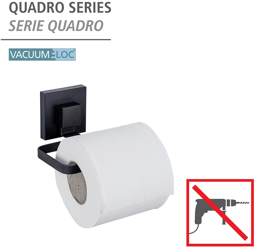 WENKO Toilettenpapierhalter »Vacuum-Loc® Modell Quadro«, aus Edelstahl, Befestigen ohne Bohren