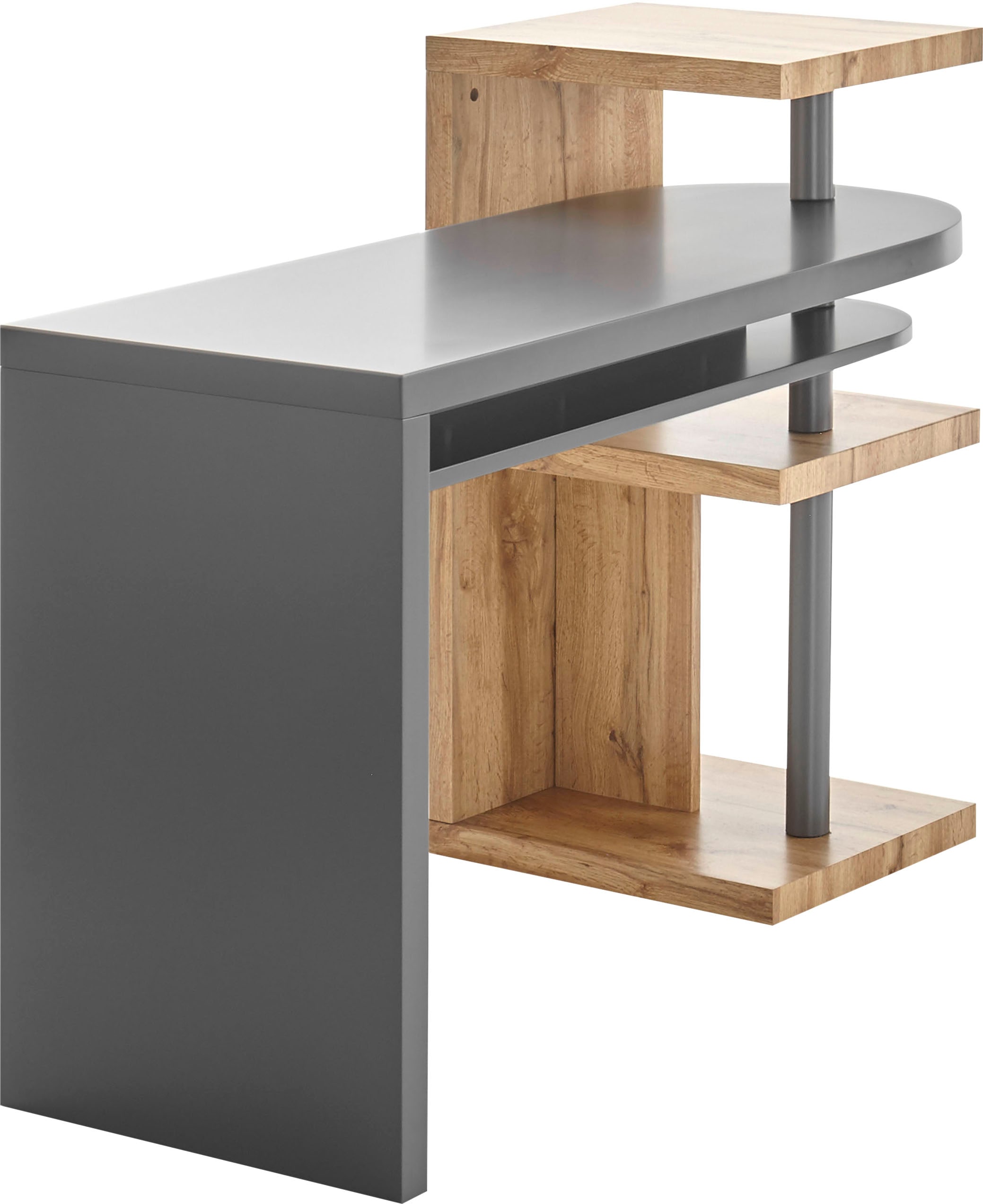 MCA furniture Schreibtisch »Moura«, mit Regalelment weiß hochglanz, Tischplatte schwenkbar, Breite 145 cm