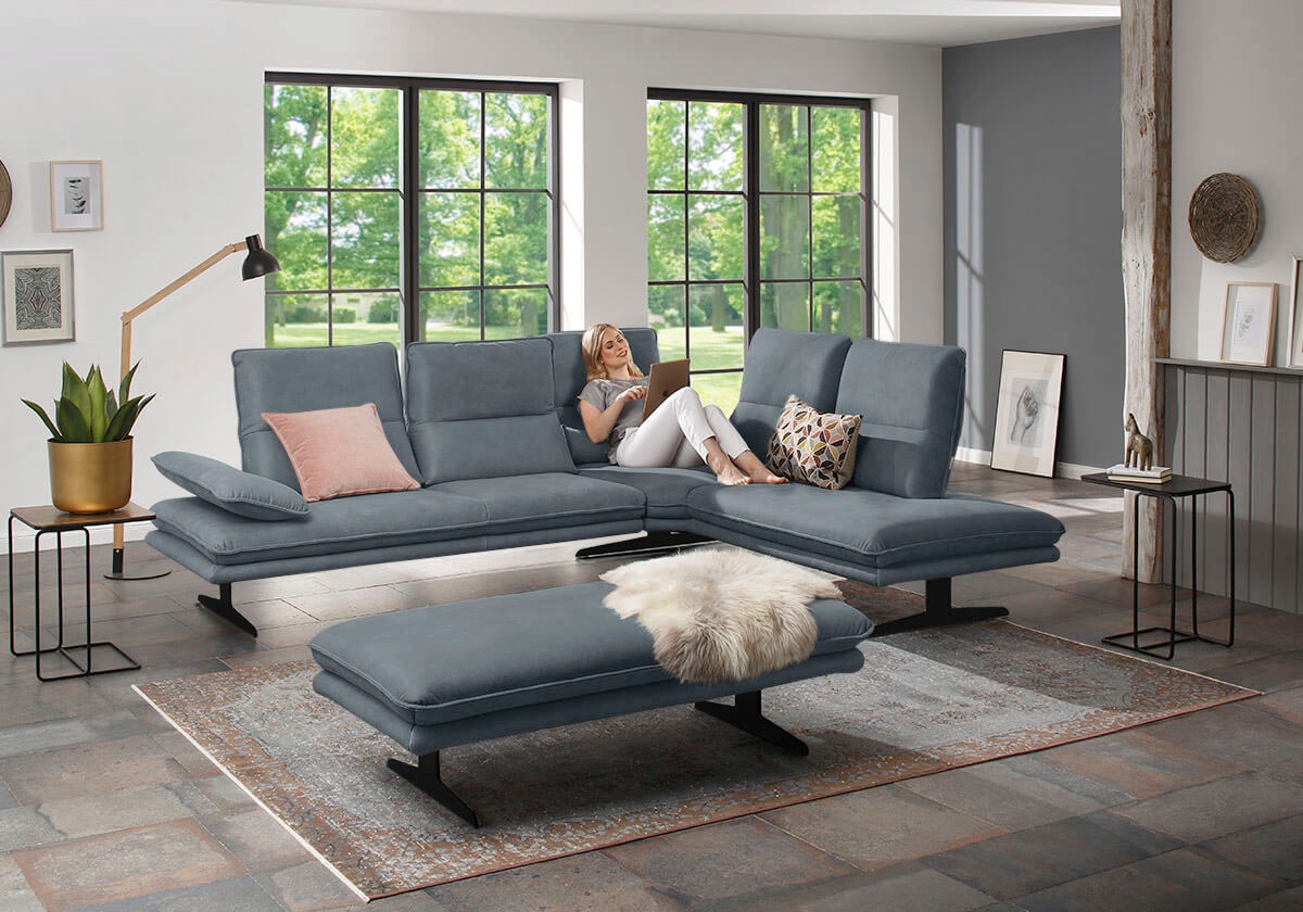 W.SCHILLIG Ecksofa »broadway, Designsofa, toller Sitzkomfort, zeitlos, elegant, L-Form«, Sitztiefenverstellung, Kopfteil- & Seitenteilverstellung, Breite 284cm