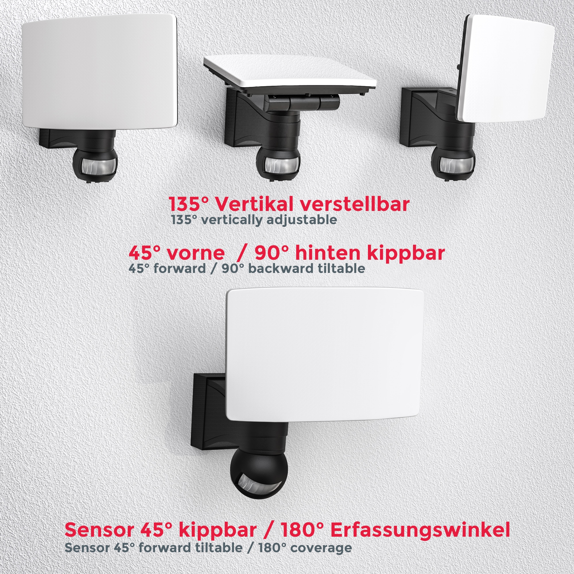 B.K.Licht LED Außen-Wandleuchte, 1 flammig-flammig, Außenleuchte, Bewegungsmelder, schwenkbar, 20W 2.300 Lum. 4.000K, IP44