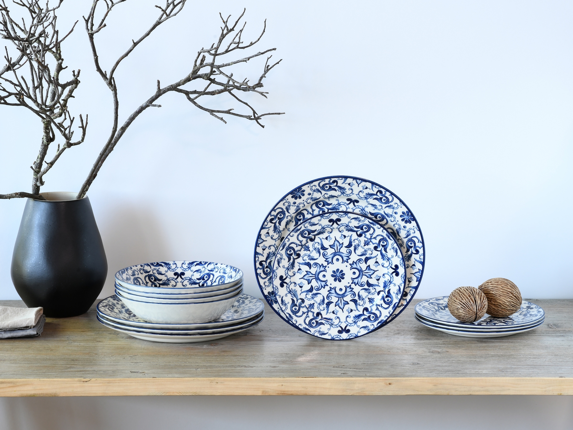 CreaTable Teller-Set »Fresco Blau, Tellerset 12-tlg« Ornamentmotiv, Mediterran
