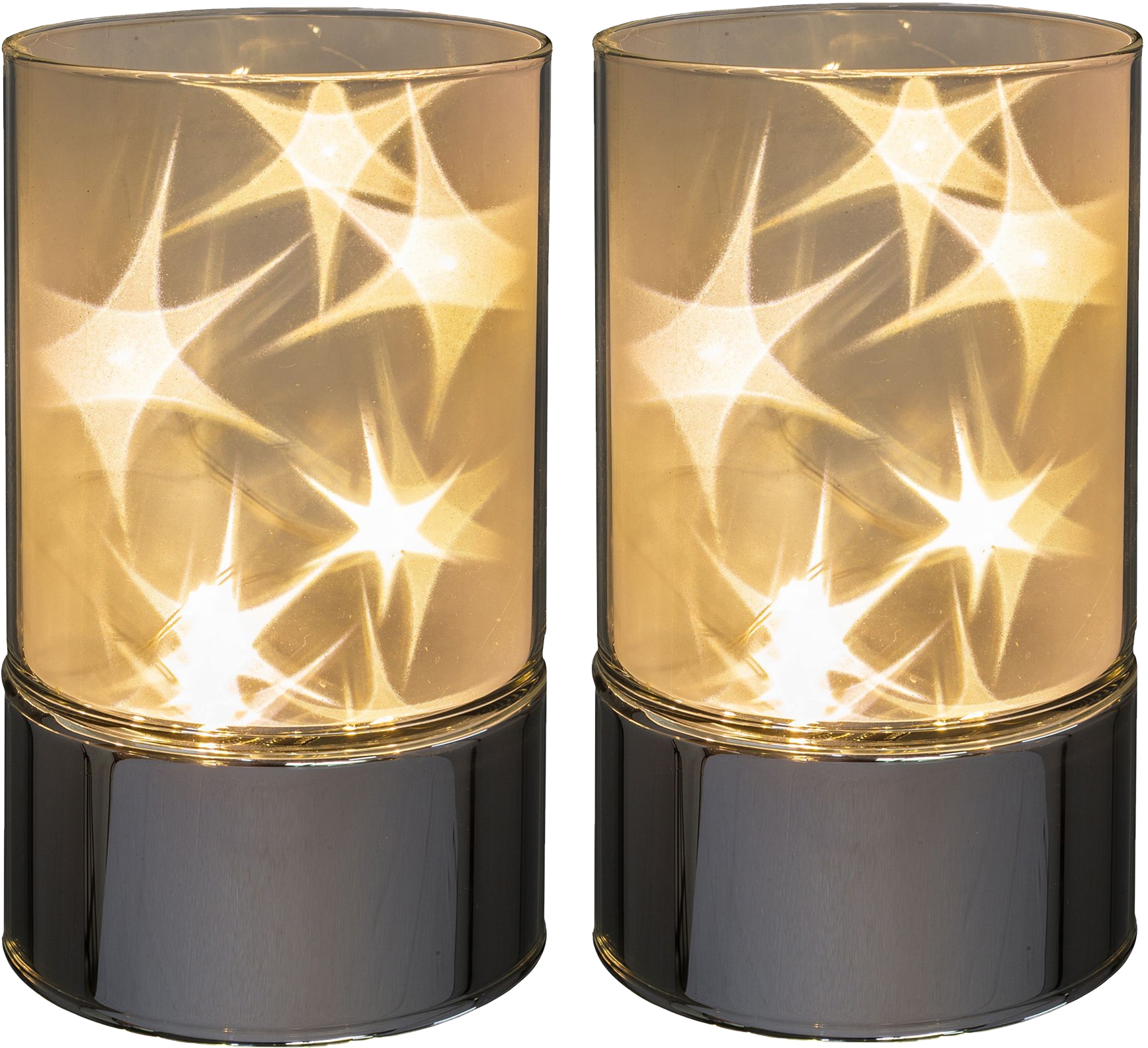 Creativ home LED-Leuchte »Weihnachtsdeko mit LED Beleuchtung«, (Set, 2 St.), aus Glas, mit Sterneffekt