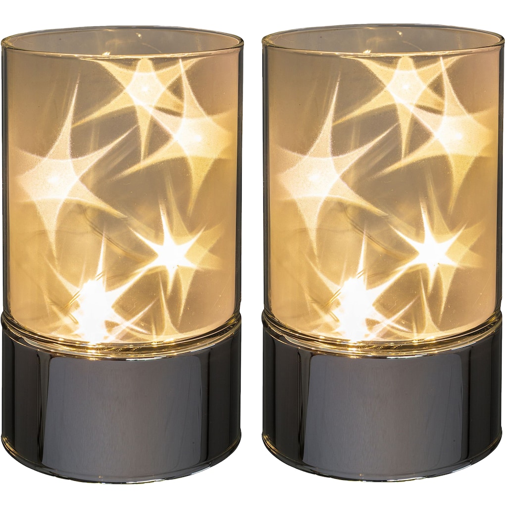 Creativ home LED-Leuchte »Weihnachtsdeko mit LED Beleuchtung«, (Set, 2 St.), aus Glas, mit Sterneffekt