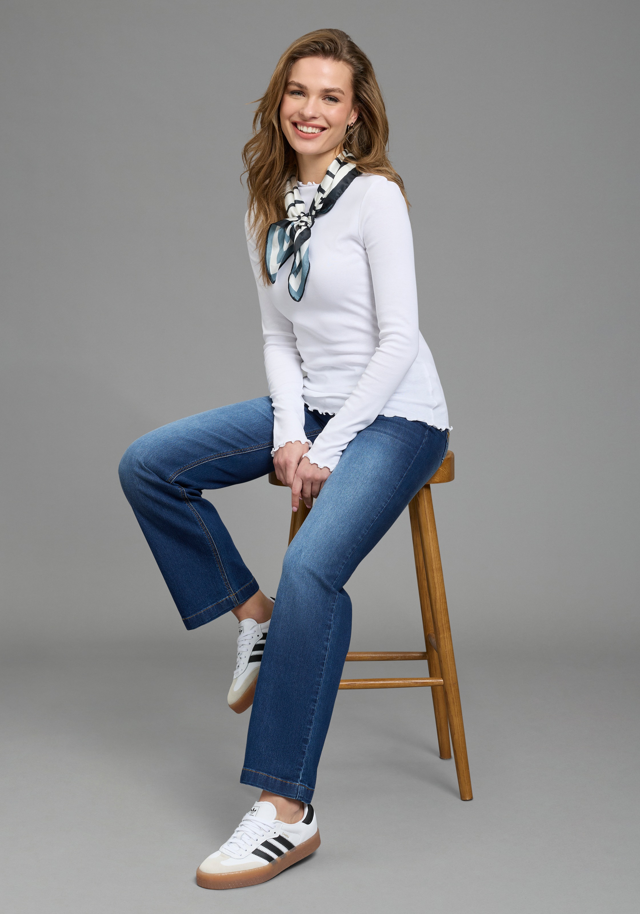 Flashlights Langarmshirt 2er- Pack,  sehr figurbetonte Passform,  gekräuselter Ausschnitt