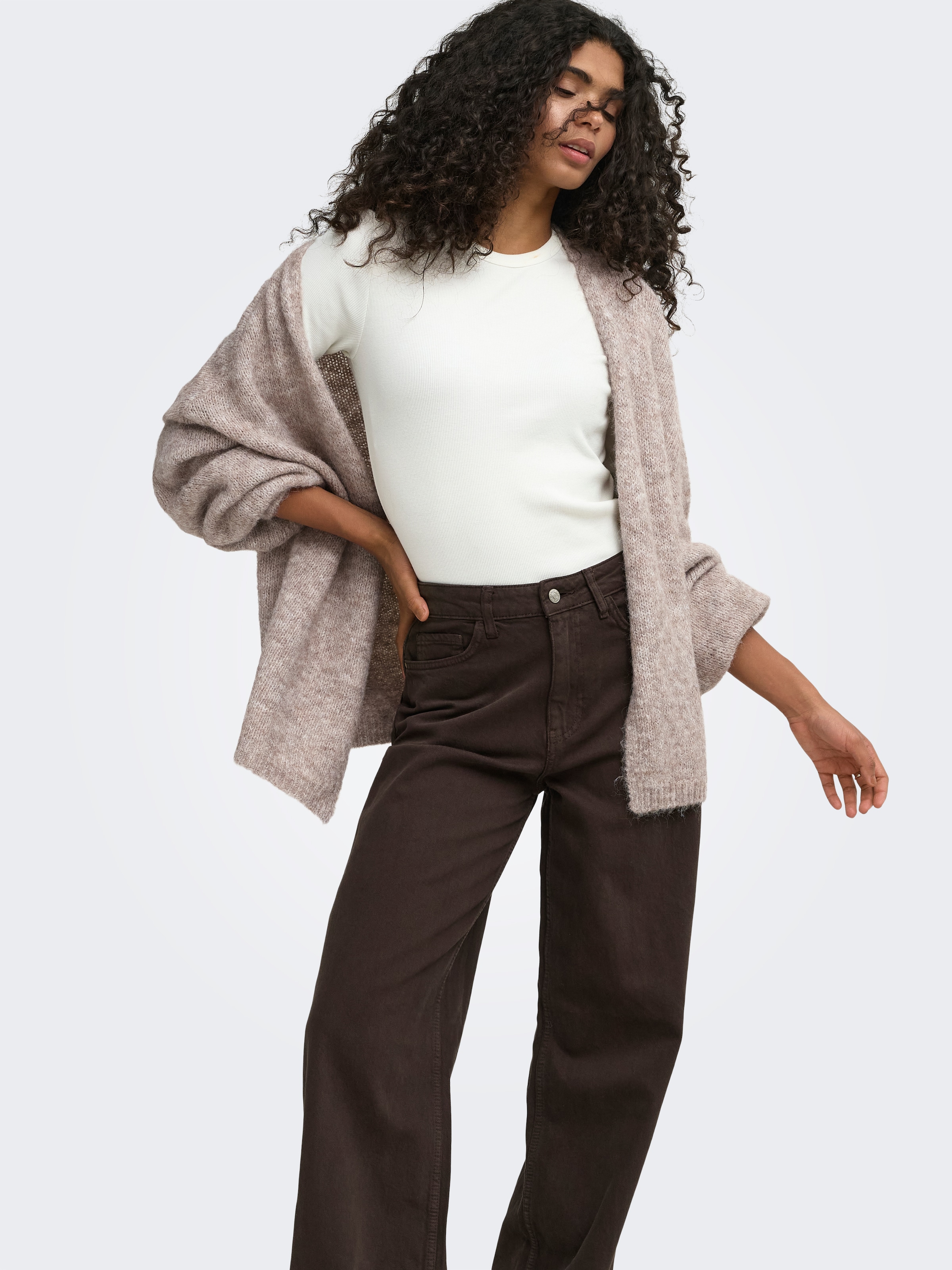 ONLY Strickjacke »ONLNELLIE LS OPEN CARDIGAN KNT« Materialmix, regular fit