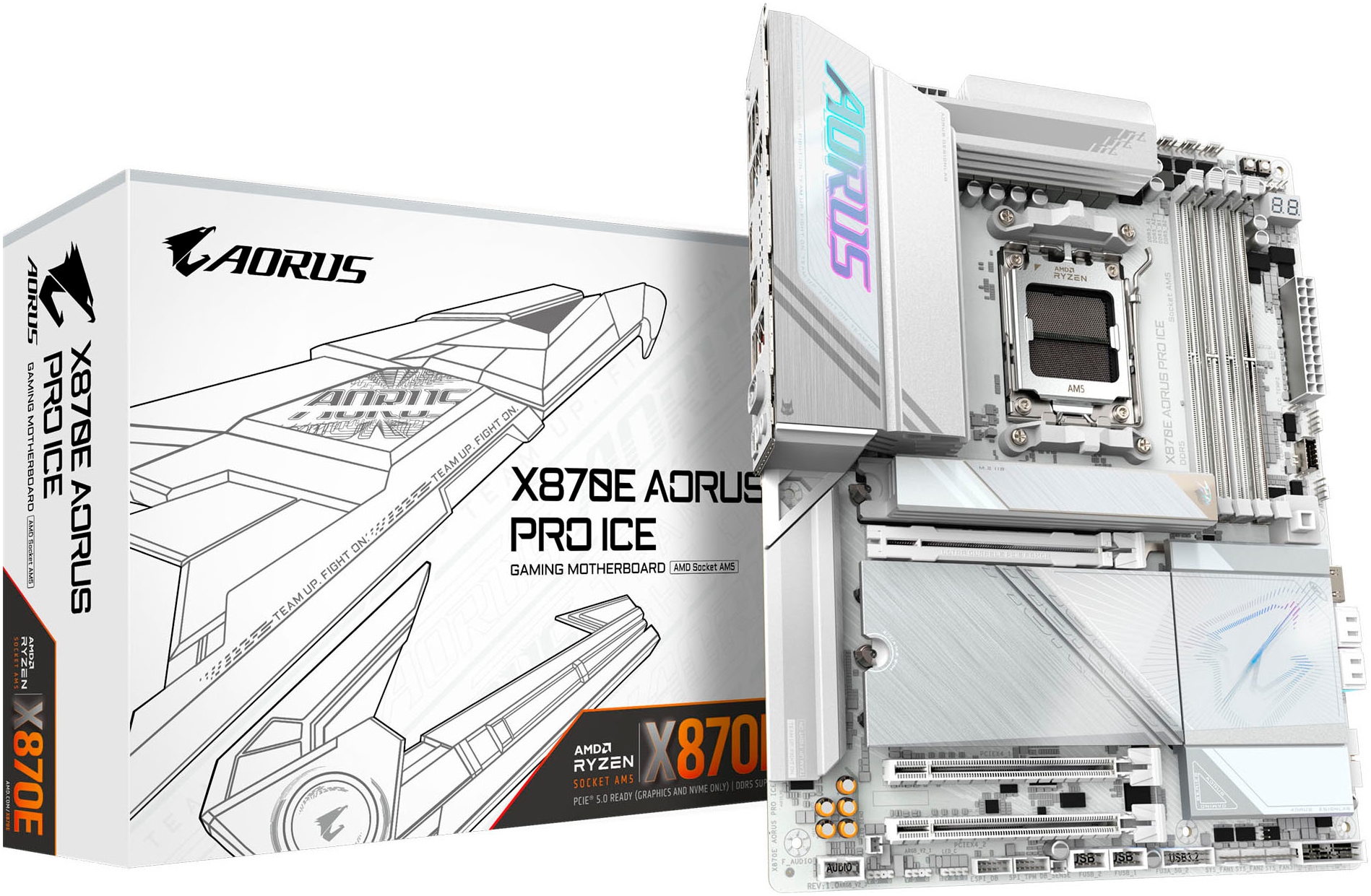 Gigabyte Mainboard »X870E AORUS PRO ICE Motherboard - Unterstützt AMD Ryzen 9000 CPUs, 16+« in weiß
