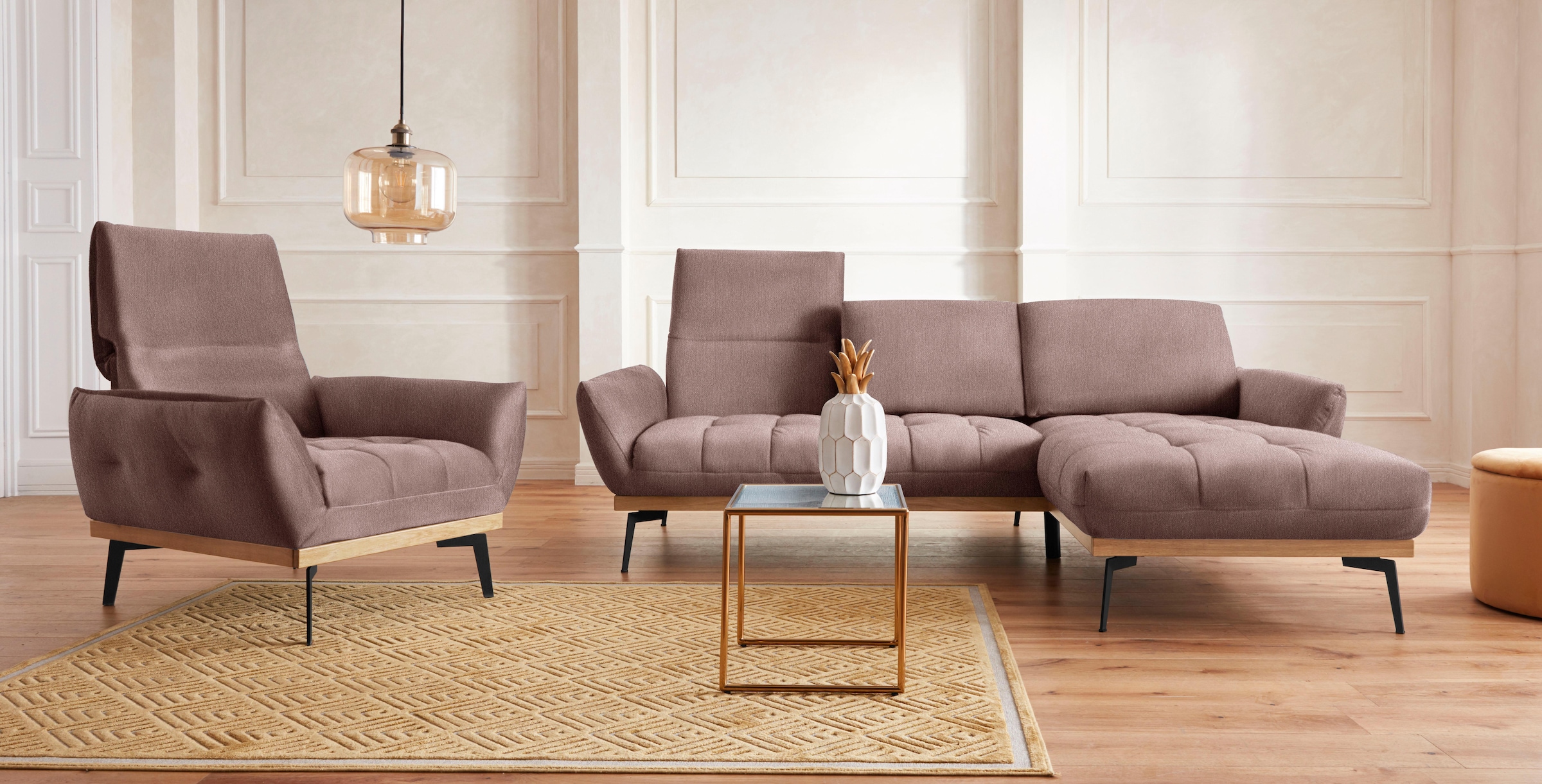 Guido Maria Kretschmer Home&Living Ecksofa »Palíc, inkl. Rückenverstellung, bequem, elegant, Breite 245cm, L-Form«