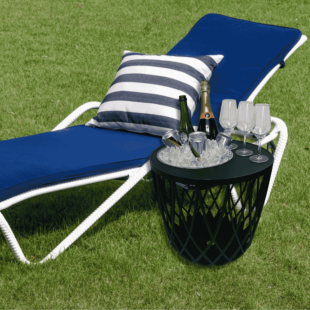 COOTAB Cooler Table Beistelltisch »4-in-1 Loungetisch mit Edelstahl-Kühler Dubai 45 cm schwarz« 1 Stk. tlg. Wetterfest, Pflegeleicht, Hitzebeständig, Stapelbar