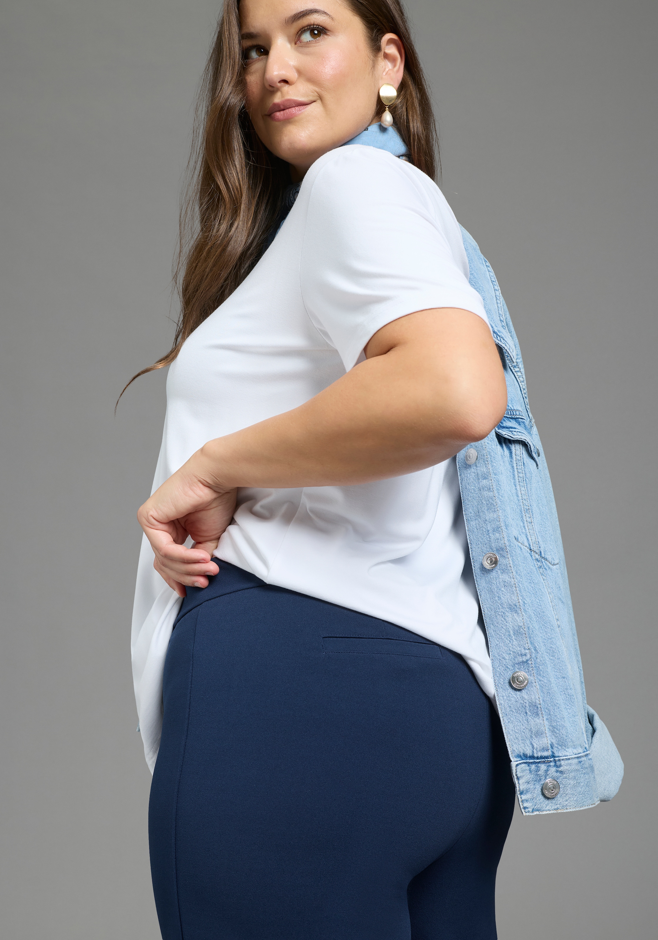 Laura Scott CURVE Schlupfhose »Große Größen«  aus formstabilem, elastischem Stoff mit weitem Bein